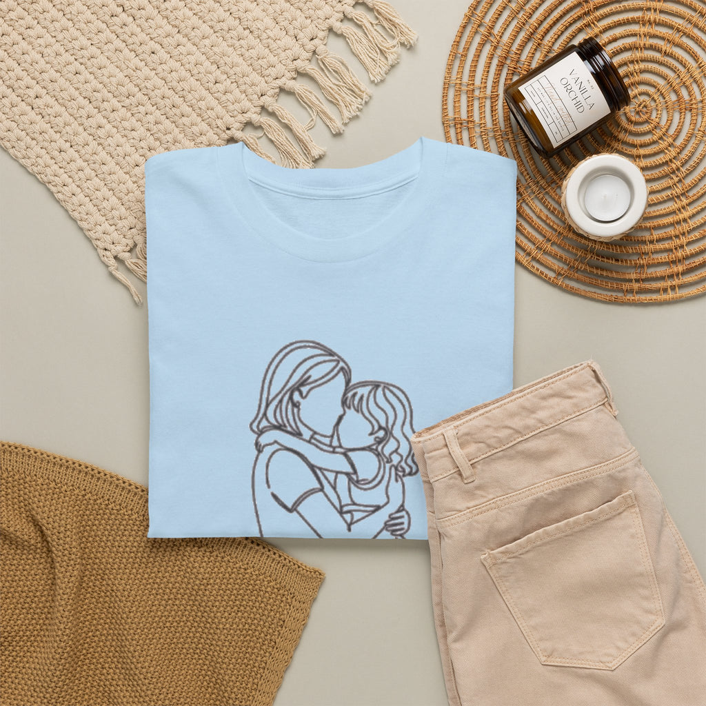 Mother and Daughter Line Art Tee — Minimalist Family Love Shirt