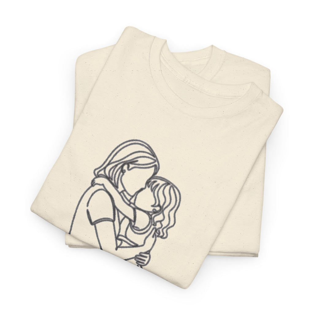 Mother and Daughter Line Art Tee — Minimalist Family Love Shirt