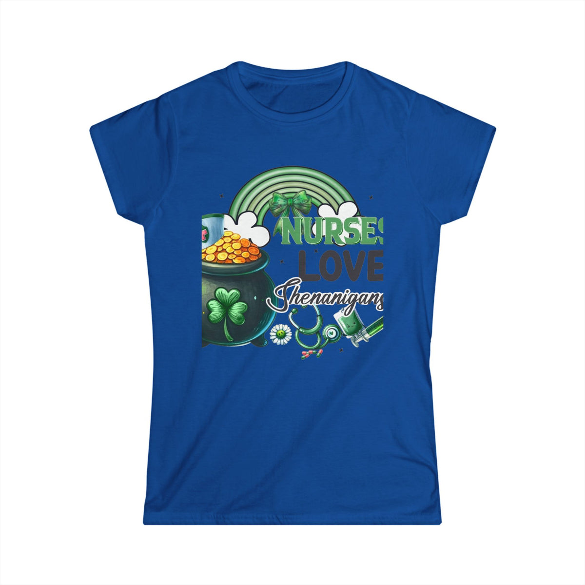 Nurse Love Shenanigans Women's Tee – St. Patrick's Day Shamrock & Pot of Gold