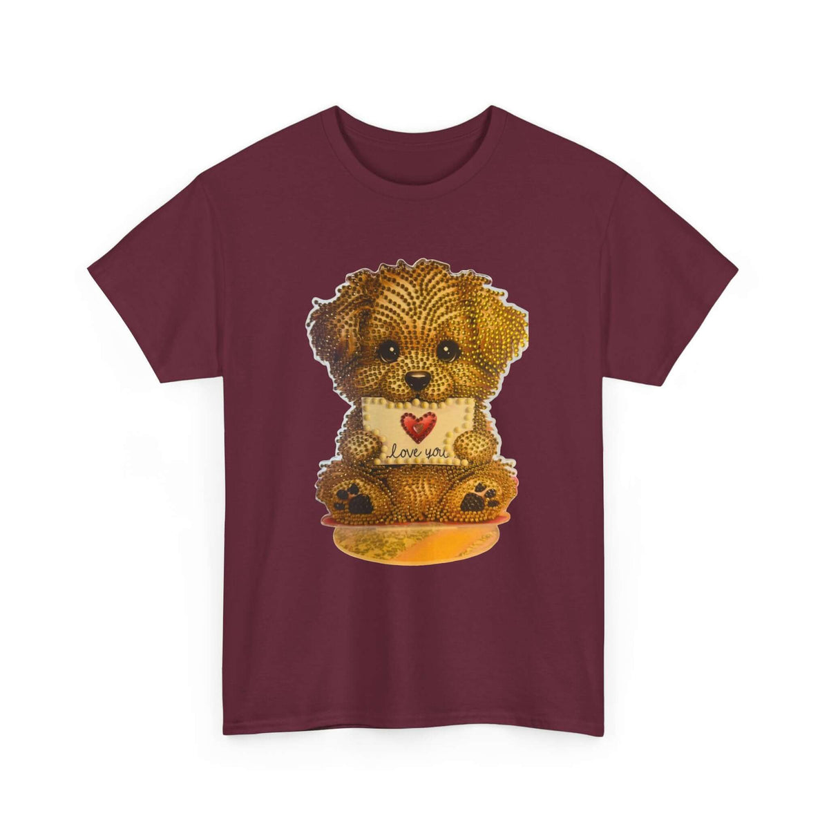 Puppy Love T‑Shirt — Cute Brown Puppy Holding Heart Tee (I Love You)