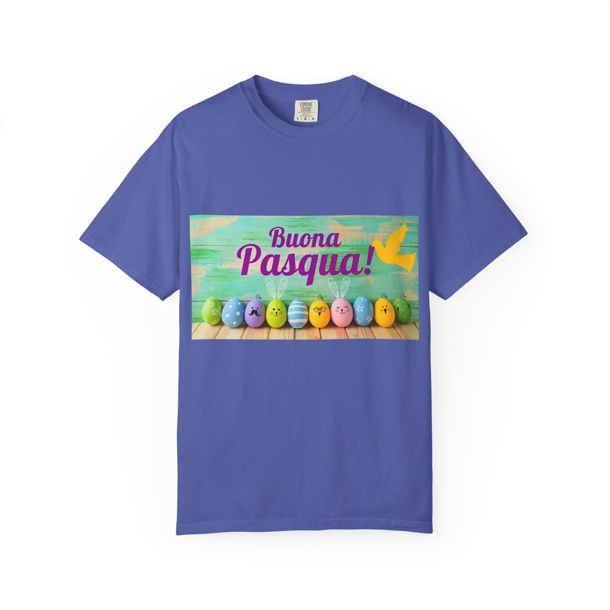 Easter T-Shirt — "Buona Pasqua" Colorful Bunny Eggs Graphic
