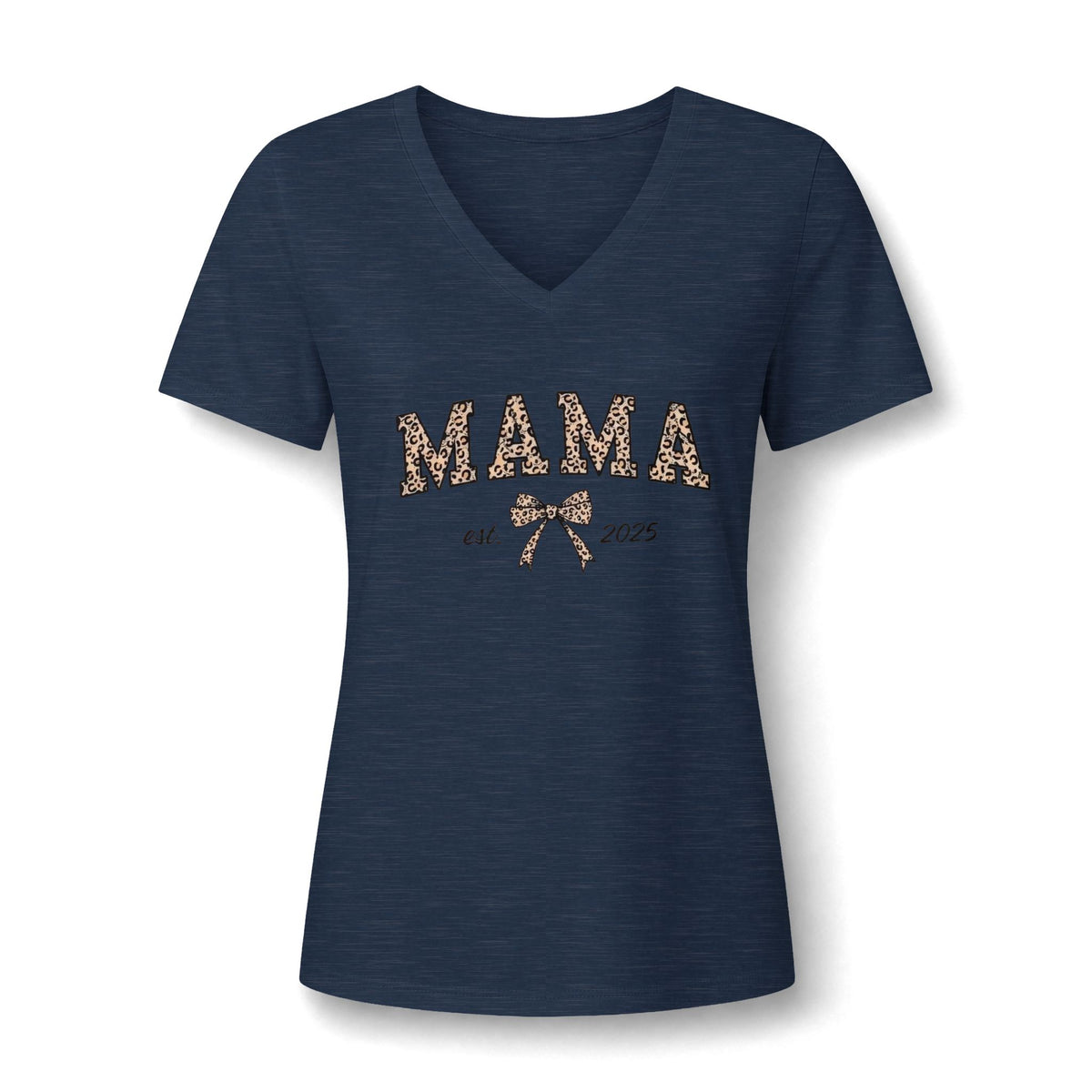 Senior 2026 Cheer Mom V-Neck Tee — Pink Pom Pom Graduation Shirt
