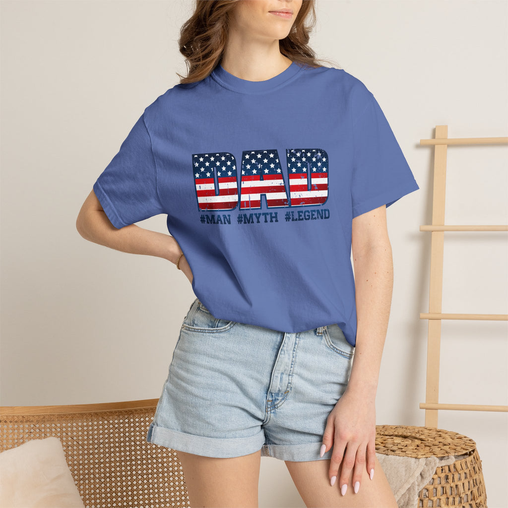 Dad Patriotic T-Shirt - "DAD" American Flag Design (#Man #Myth #Legend)