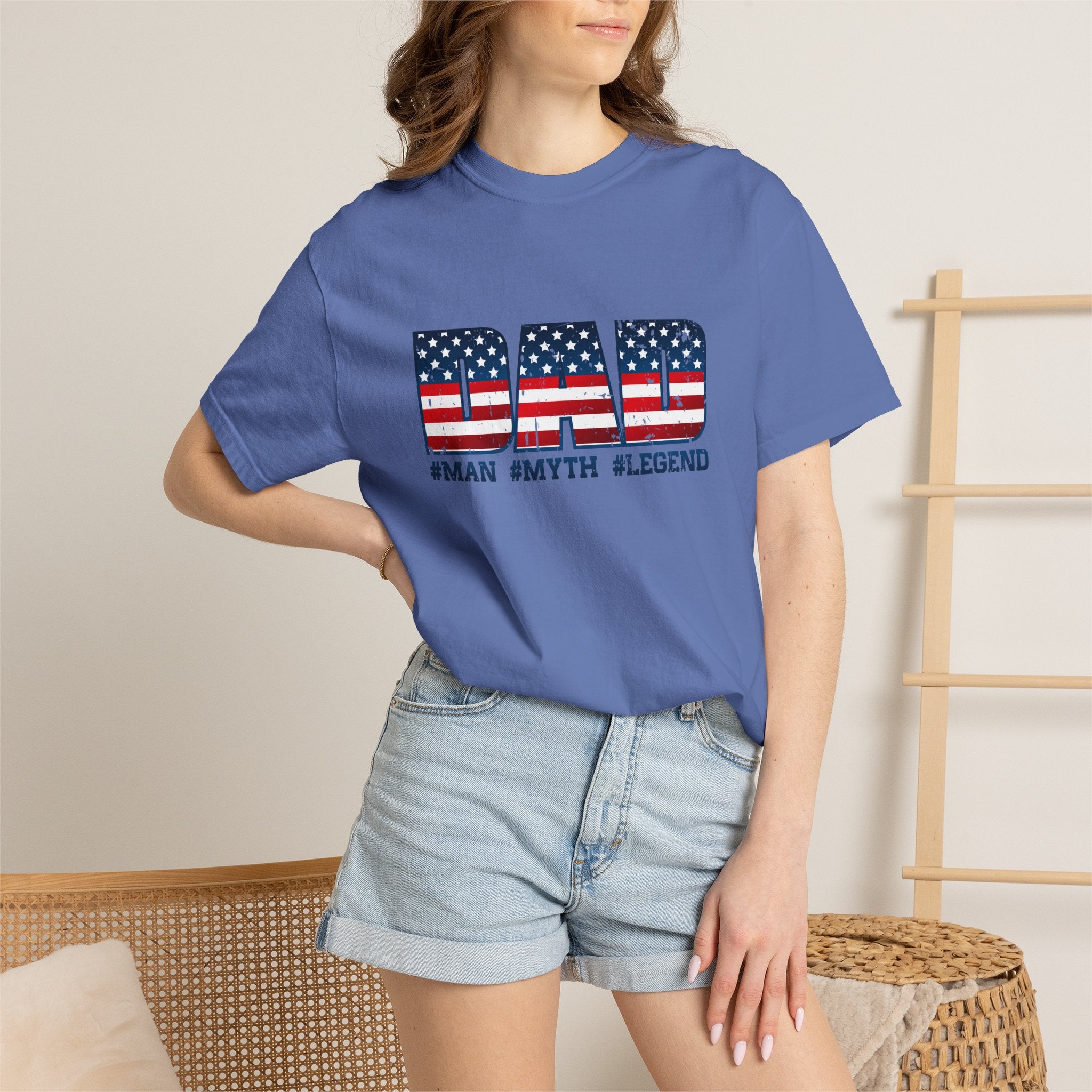 Dad Patriotic T-Shirt - "DAD" American Flag Design (#Man #Myth #Legend)