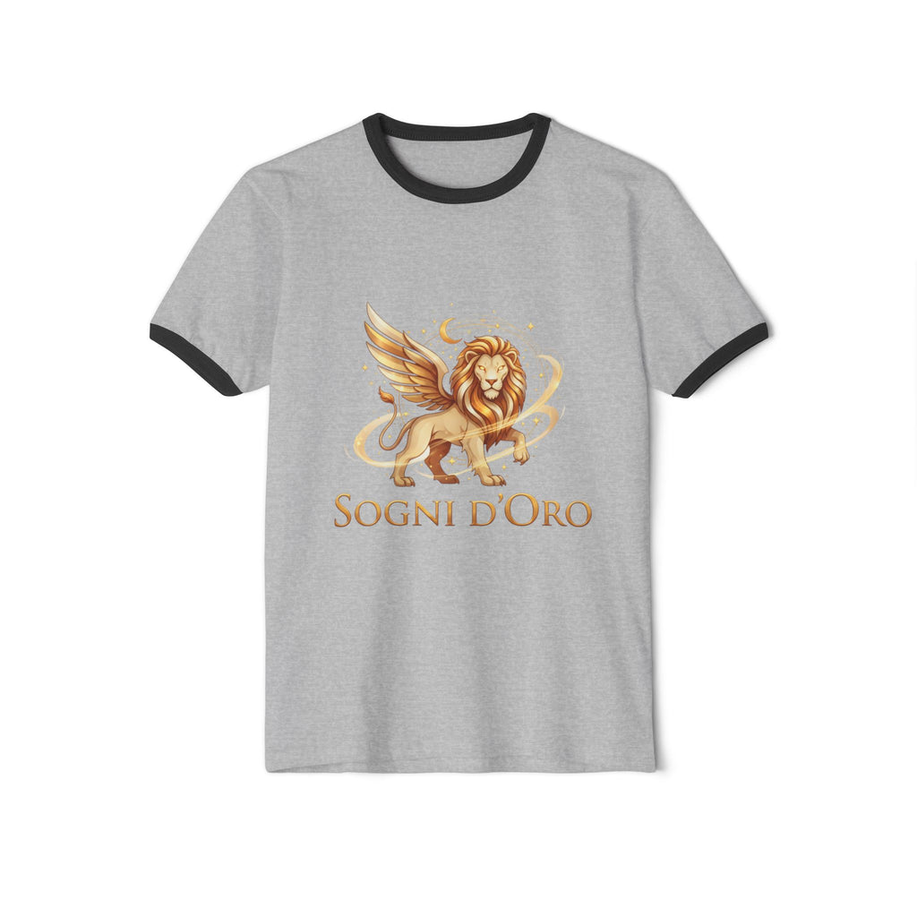 Ringer T-Shirt — Golden Winged Lion Graphic “Sogni d'Oro”