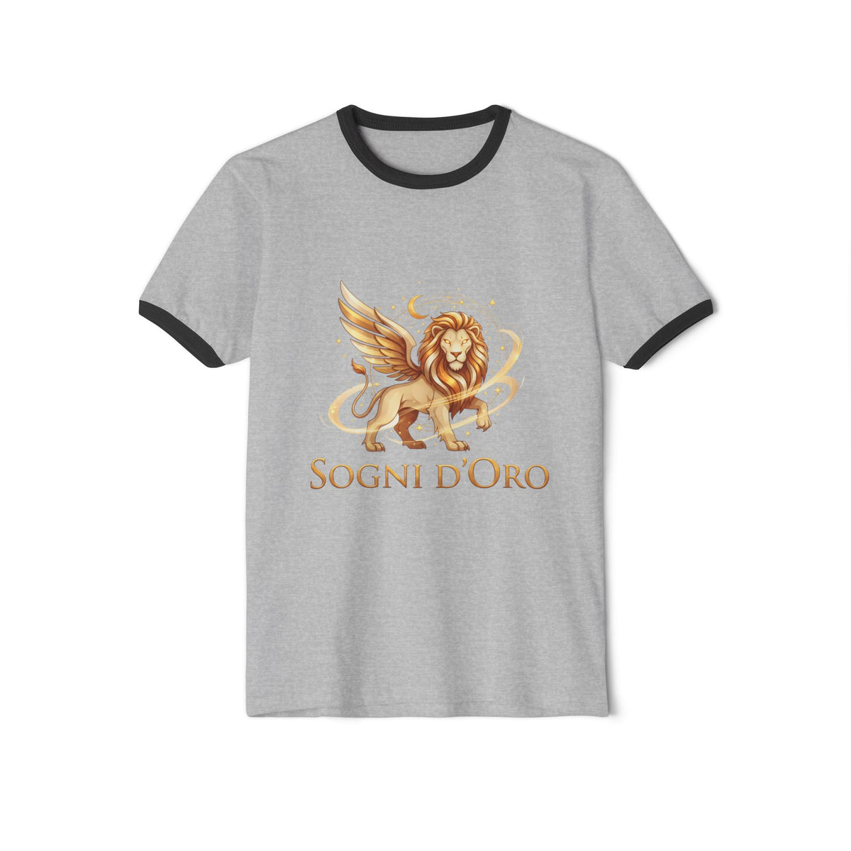 Ringer T-Shirt — Golden Winged Lion Graphic “Sogni d'Oro”