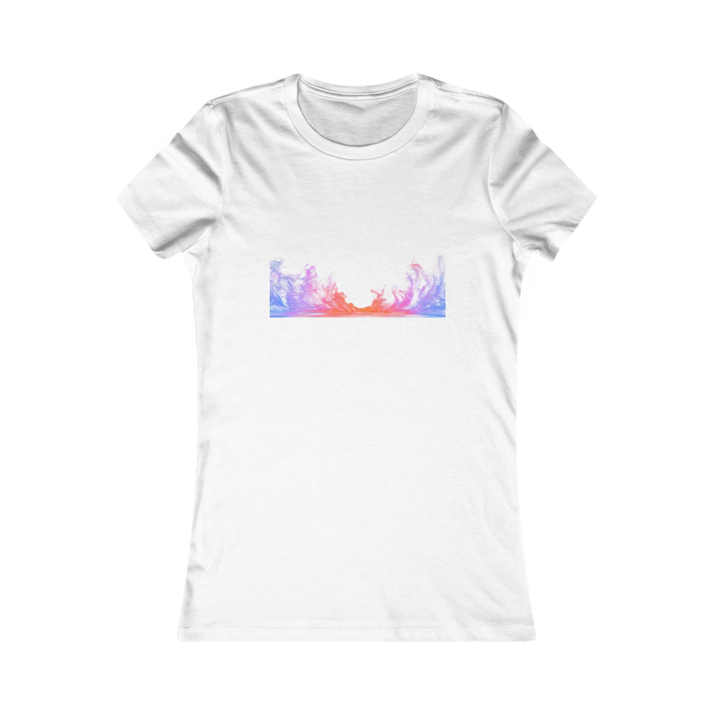 Women's Sunset Forest Tee — Pastel Mountain & Trees Graphic Shirt