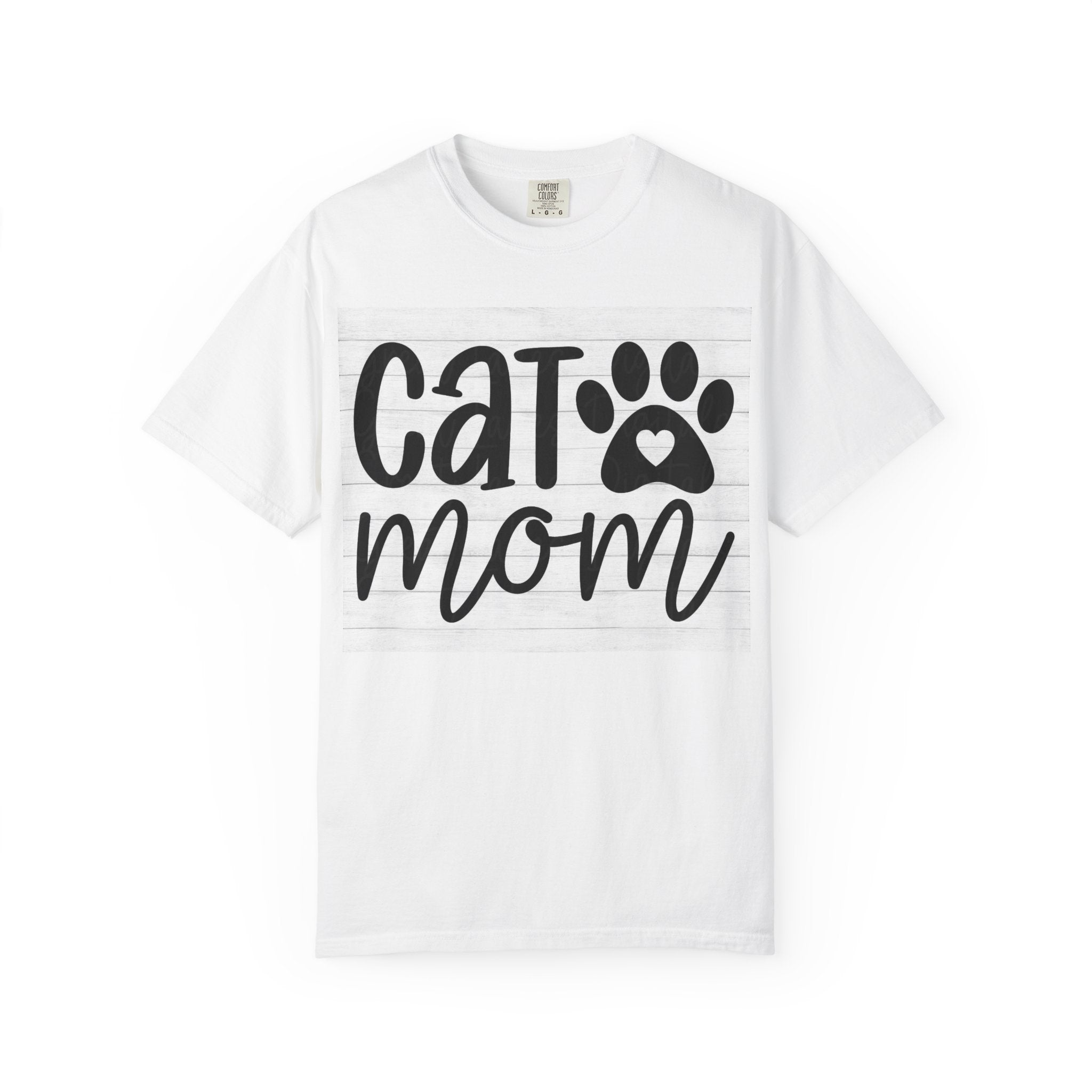 Best Cat Mom T-Shirt with hand-lettered graphic on a garment-dyed cotton tee in a relaxed unisex fit