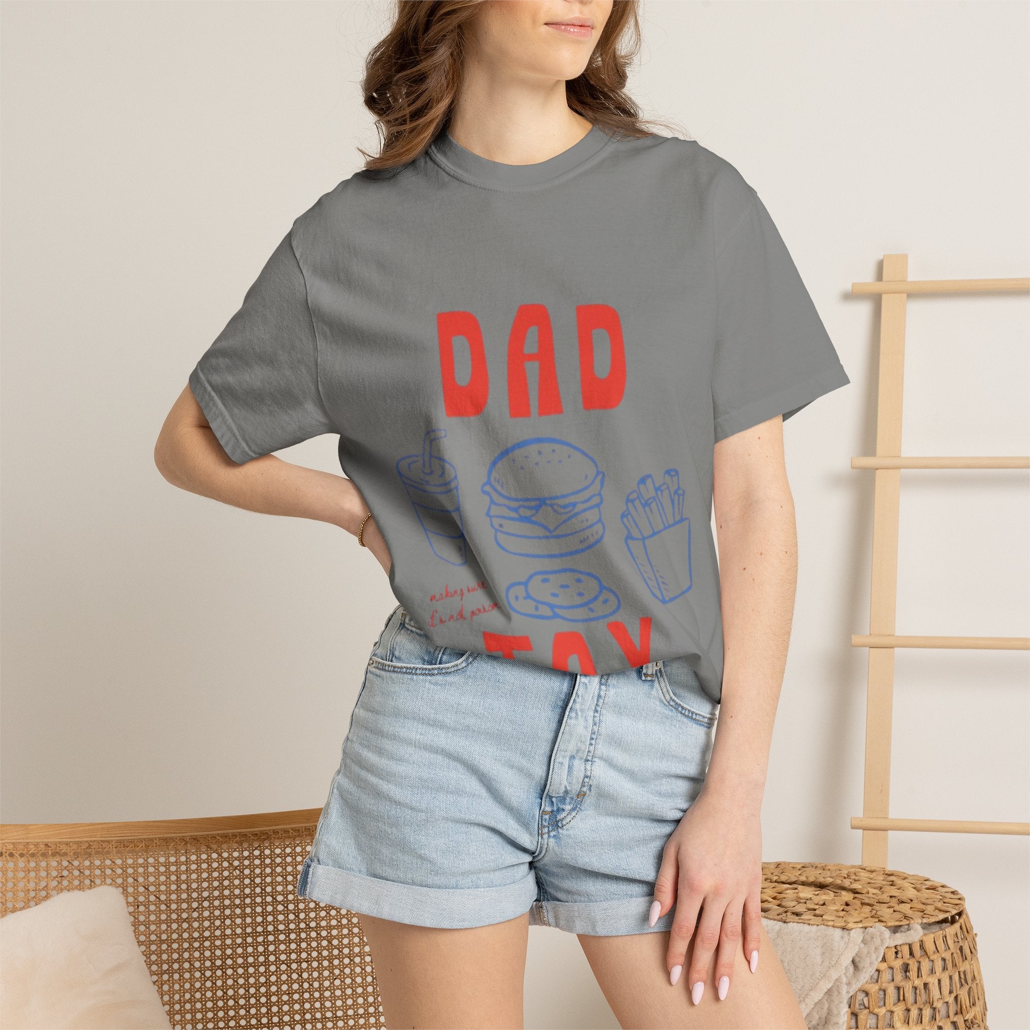 Dad Tax T-Shirt — Funny Father’s Day Tee with Burger, Fries & Drink Graphic