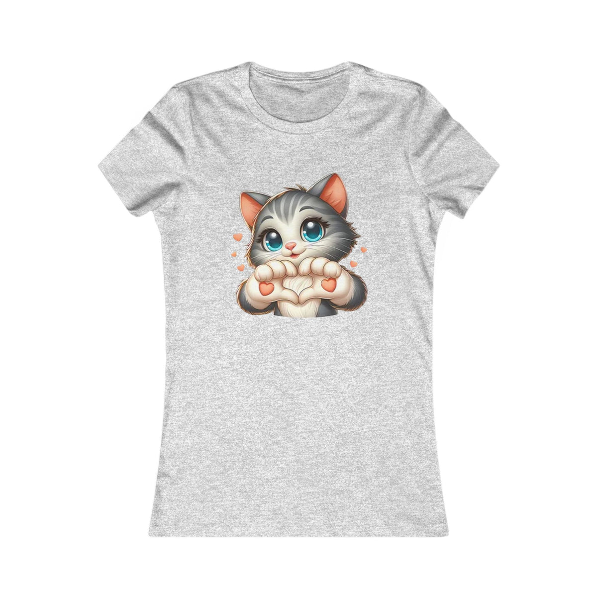 Women's Tee — Cute Kitten Making Heart Paws Graphic