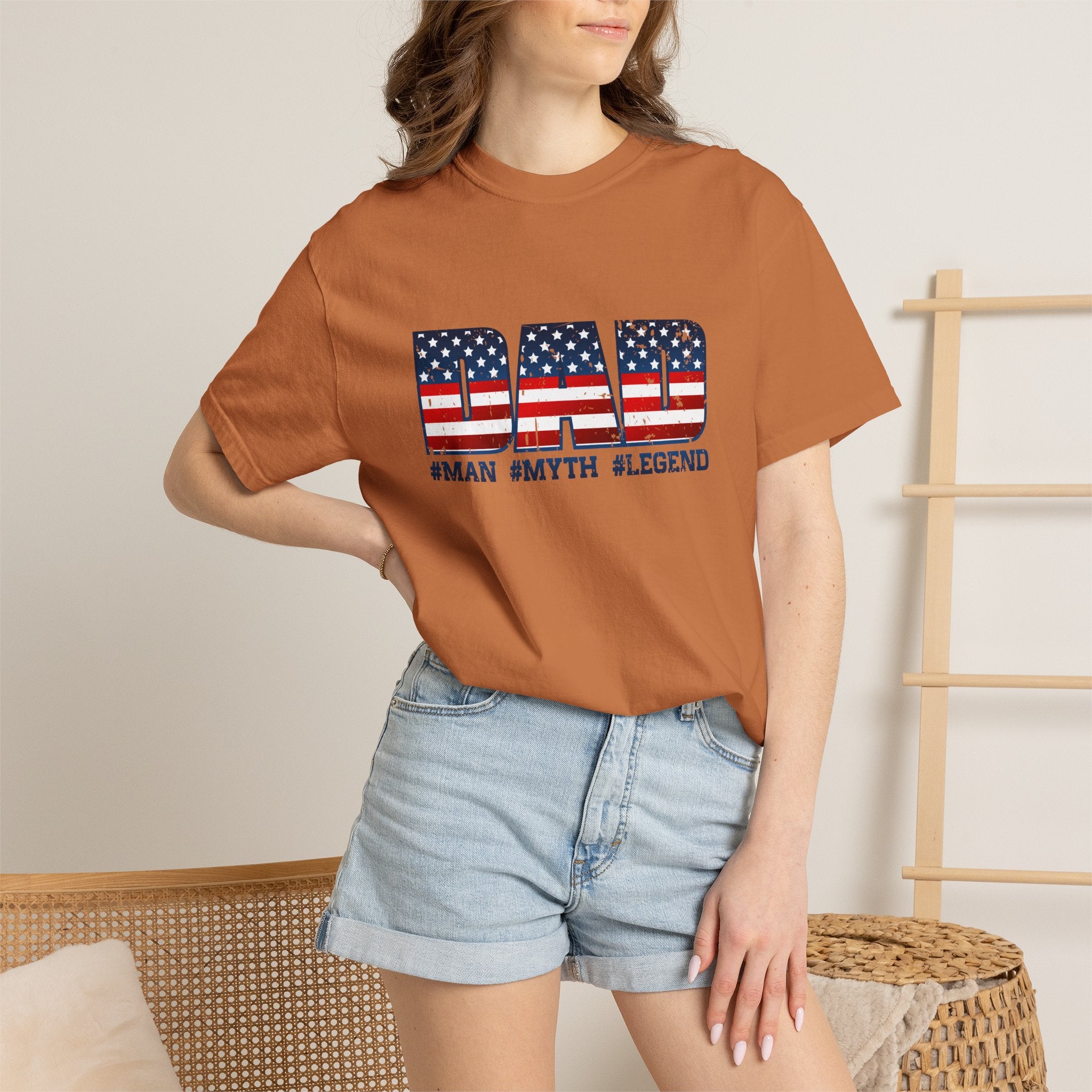 Dad Patriotic T-Shirt - "DAD" American Flag Design (#Man #Myth #Legend)