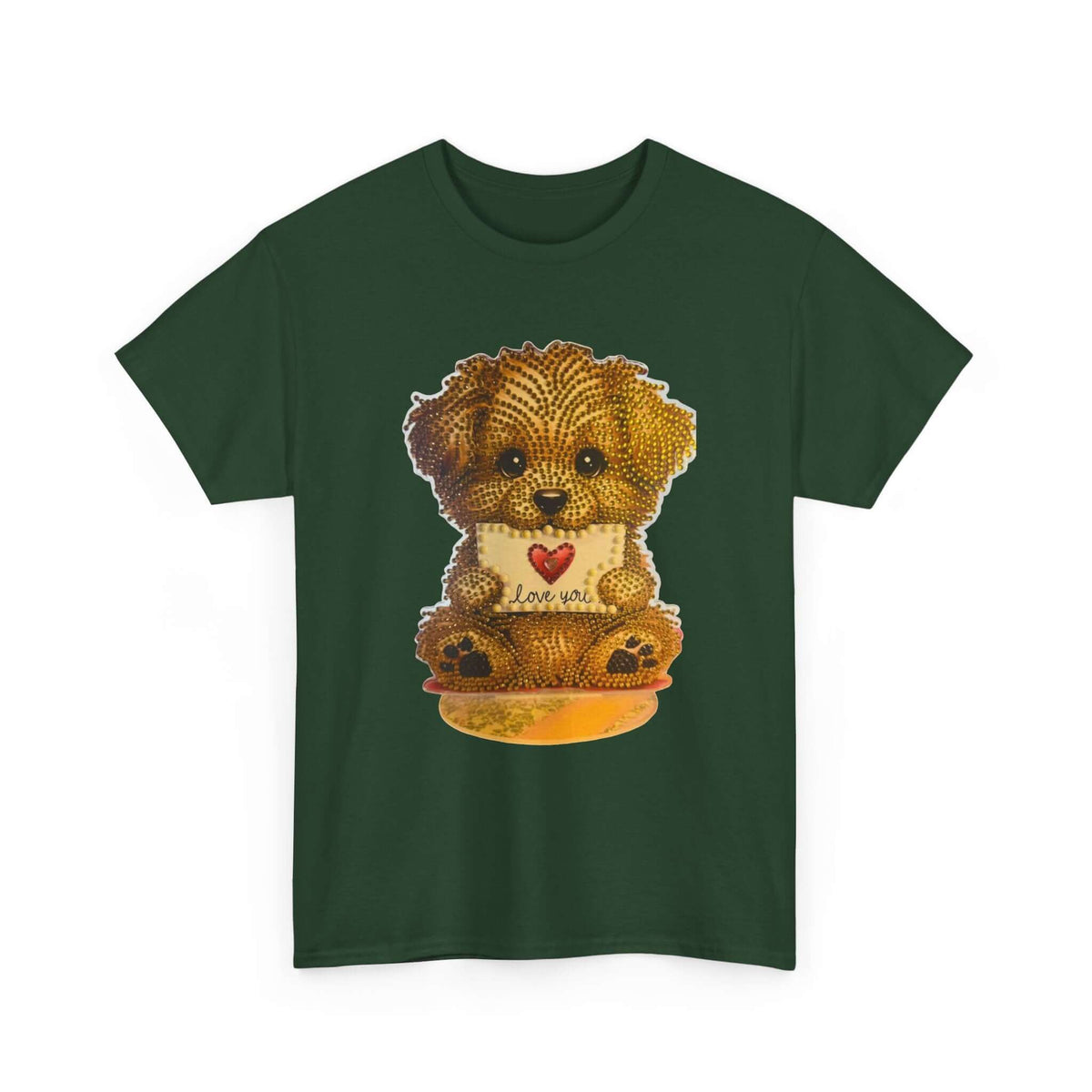 Puppy Love T‑Shirt — Cute Brown Puppy Holding Heart Tee (I Love You)
