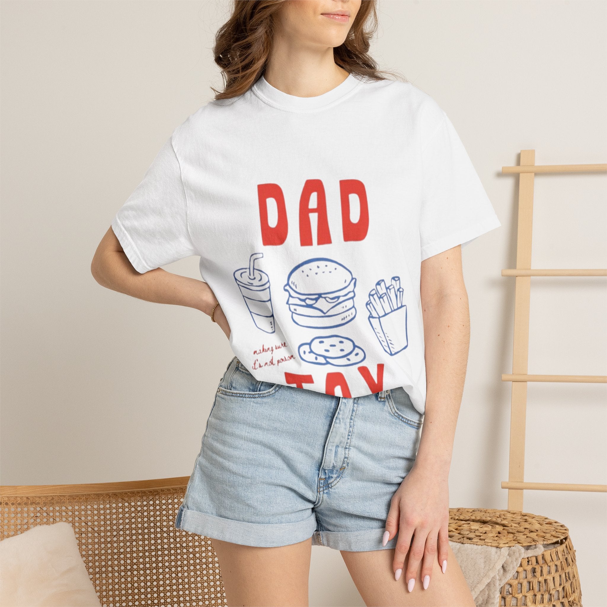 Dad Tax T-Shirt — Funny Father’s Day Tee with Burger, Fries & Drink Graphic