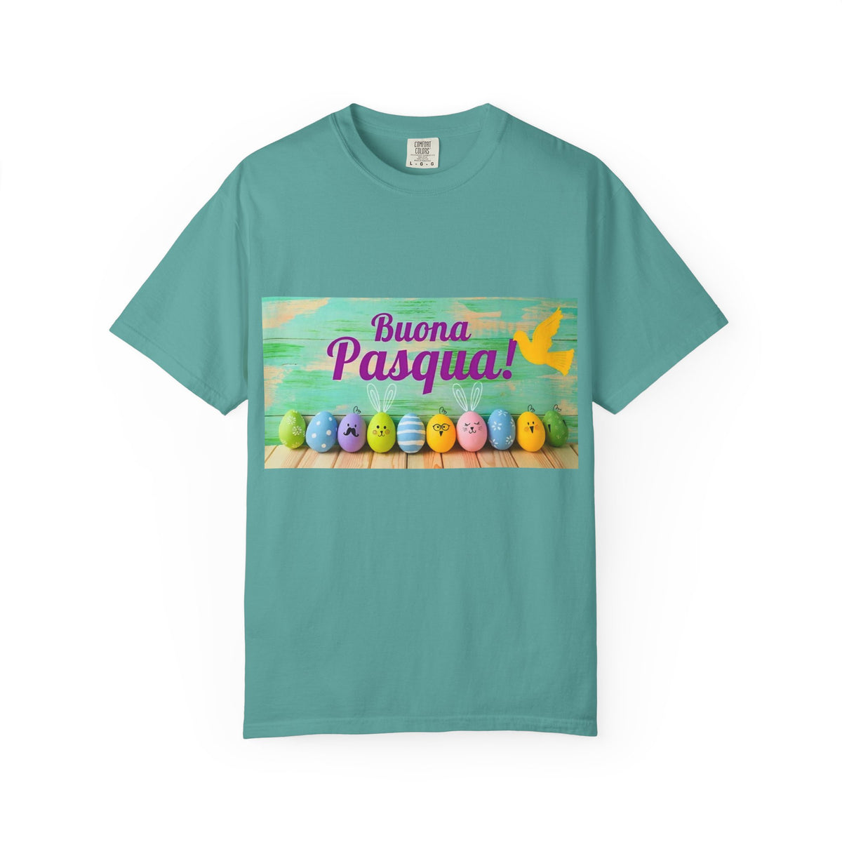 Easter T-Shirt — "Buona Pasqua" Colorful Bunny Eggs Graphic