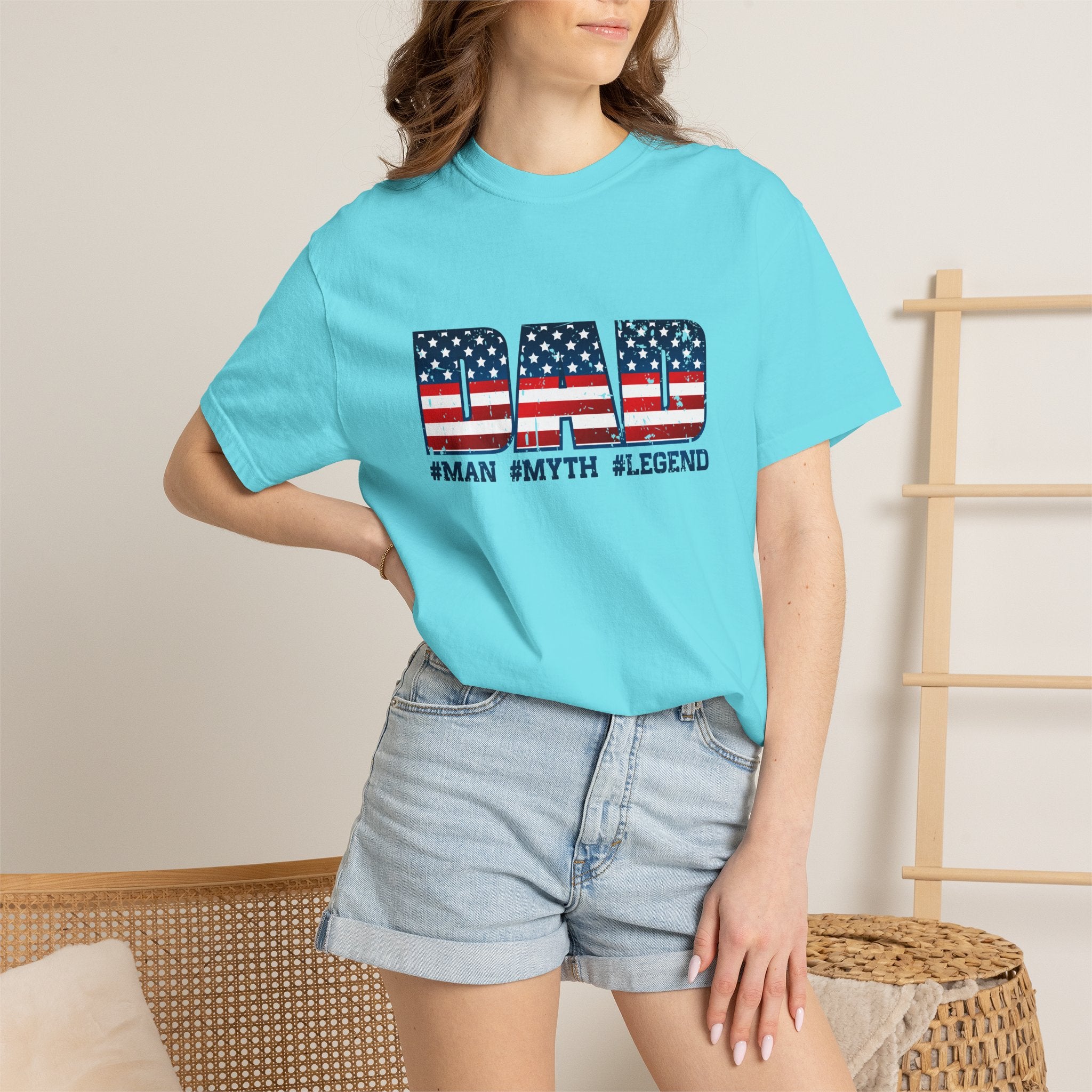 Dad Patriotic T-Shirt - "DAD" American Flag Design (#Man #Myth #Legend)