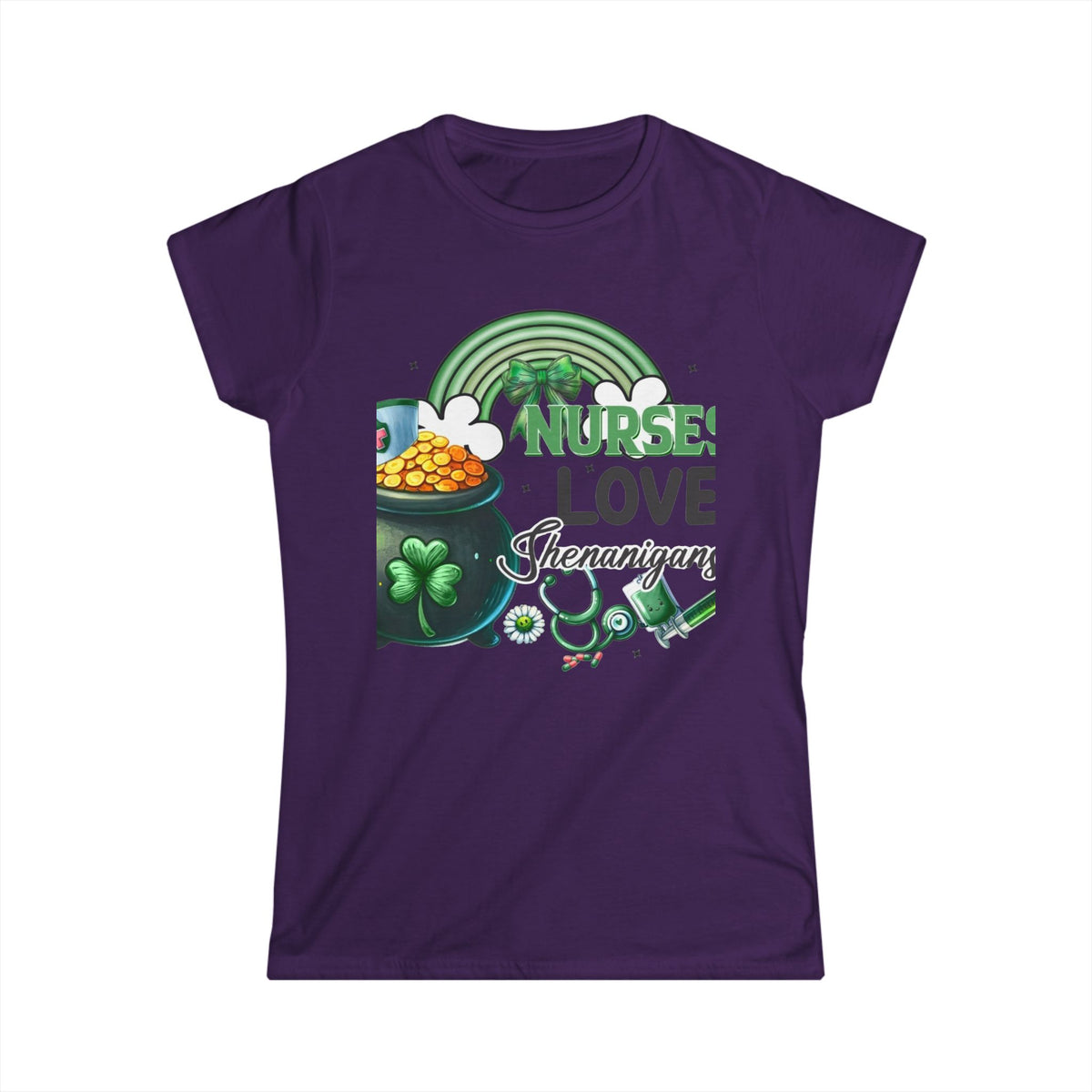 Nurse Love Shenanigans Women's Tee – St. Patrick's Day Shamrock & Pot of Gold