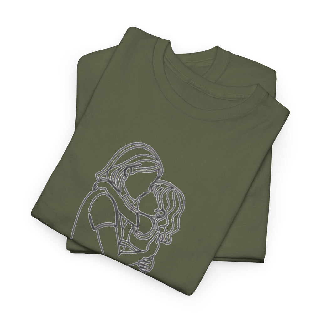 Mother and Daughter Line Art Tee — Minimalist Family Love Shirt