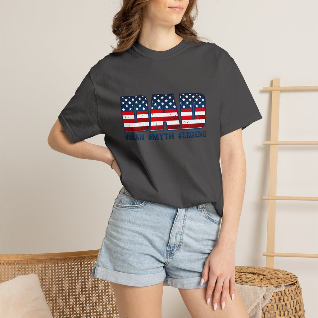 Dad Patriotic T-Shirt - "DAD" American Flag Design (#Man #Myth #Legend)