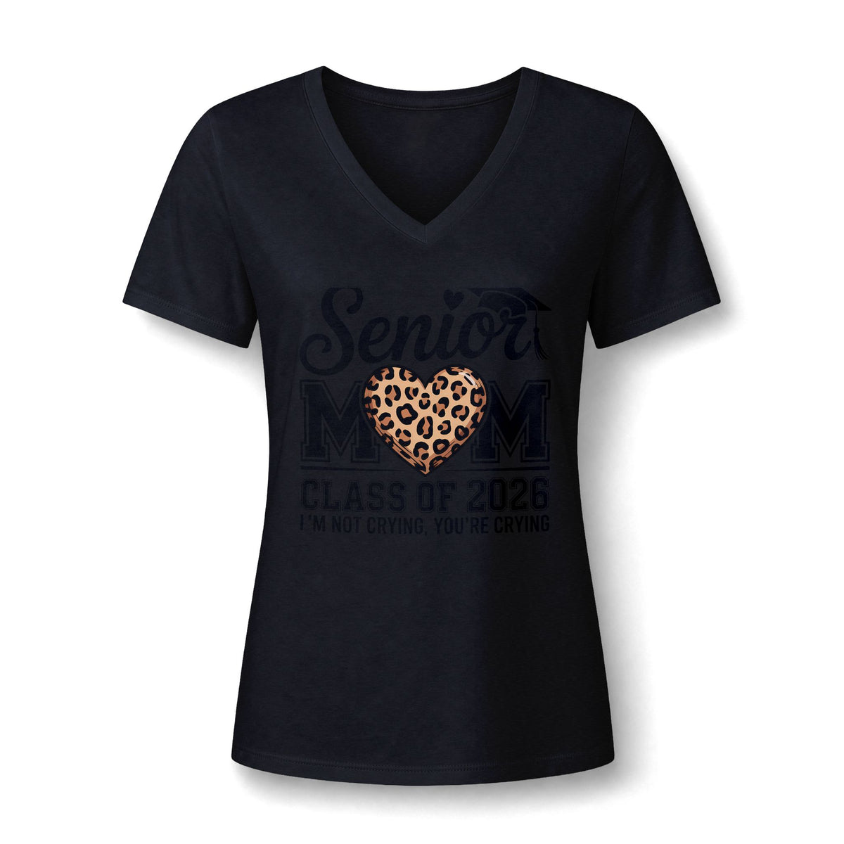 Mom V-Neck Tee — Leopard Heart & Butterflies Mother's Day Shirt