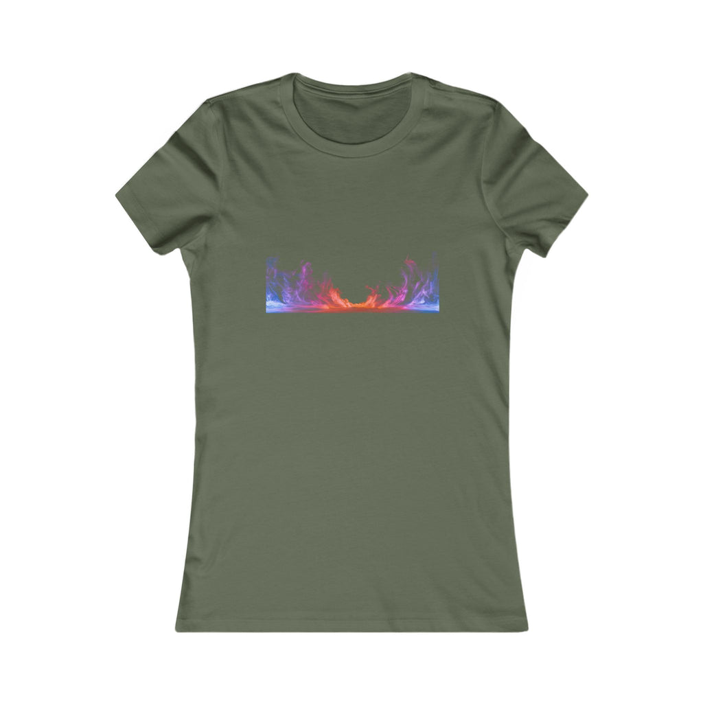 Women's Sunset Forest Tee — Pastel Mountain & Trees Graphic Shirt