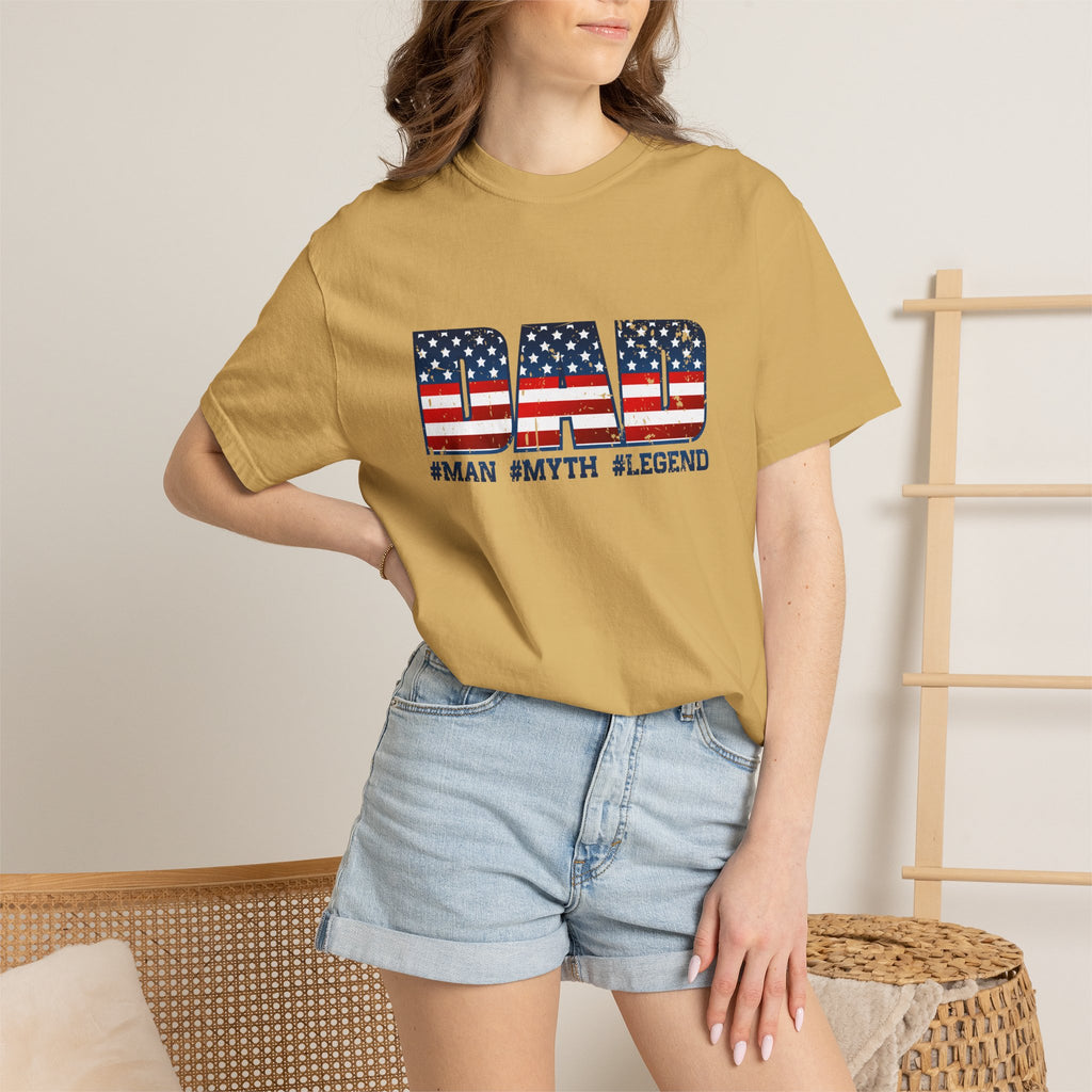 Dad Patriotic T-Shirt - "DAD" American Flag Design (#Man #Myth #Legend)