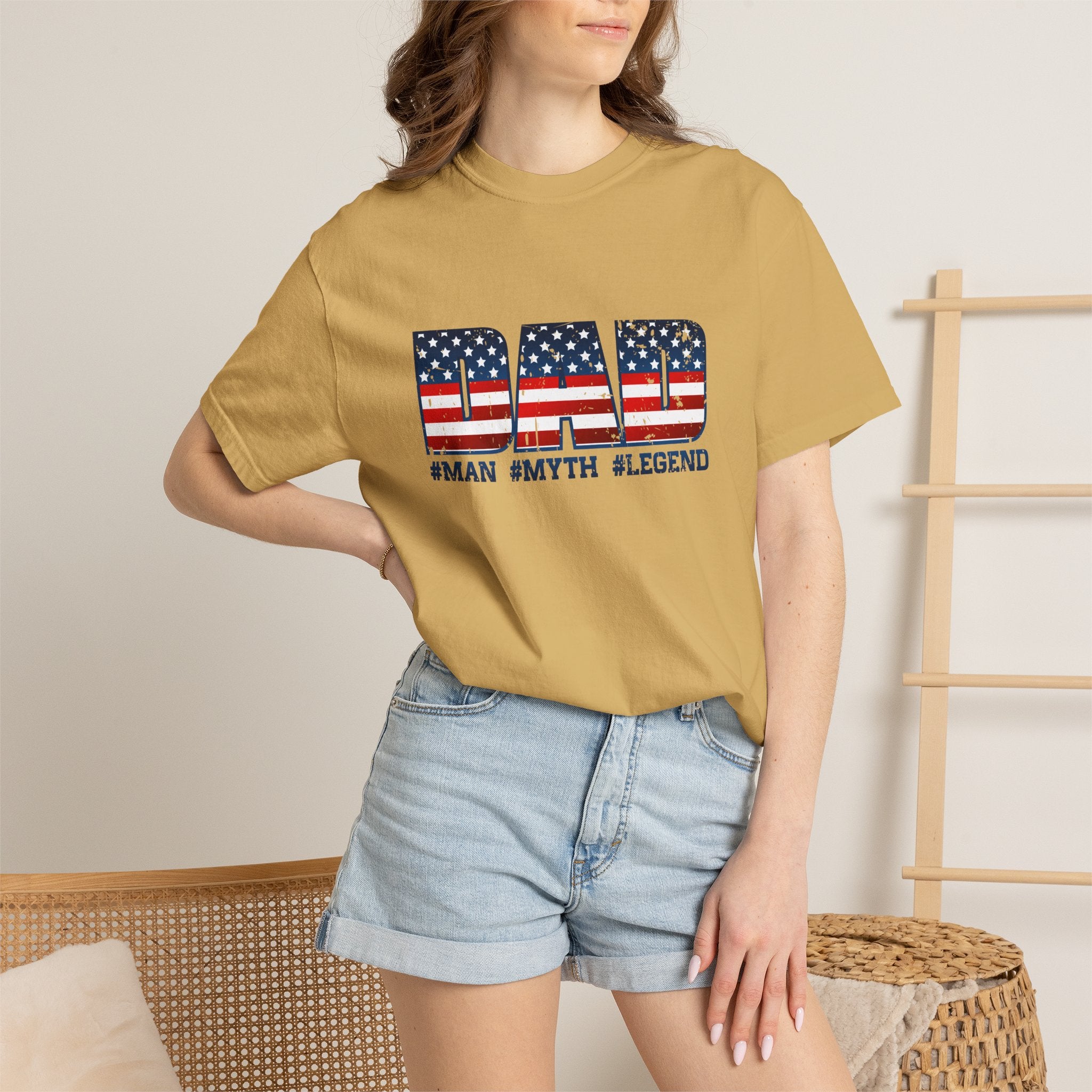Dad Patriotic T-Shirt - "DAD" American Flag Design (#Man #Myth #Legend)