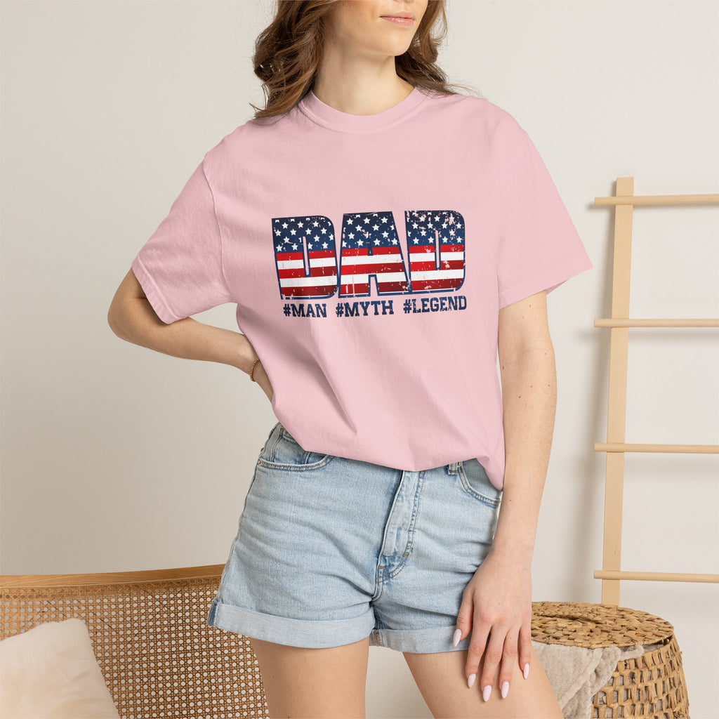 Dad Patriotic T-Shirt - "DAD" American Flag Design (#Man #Myth #Legend)