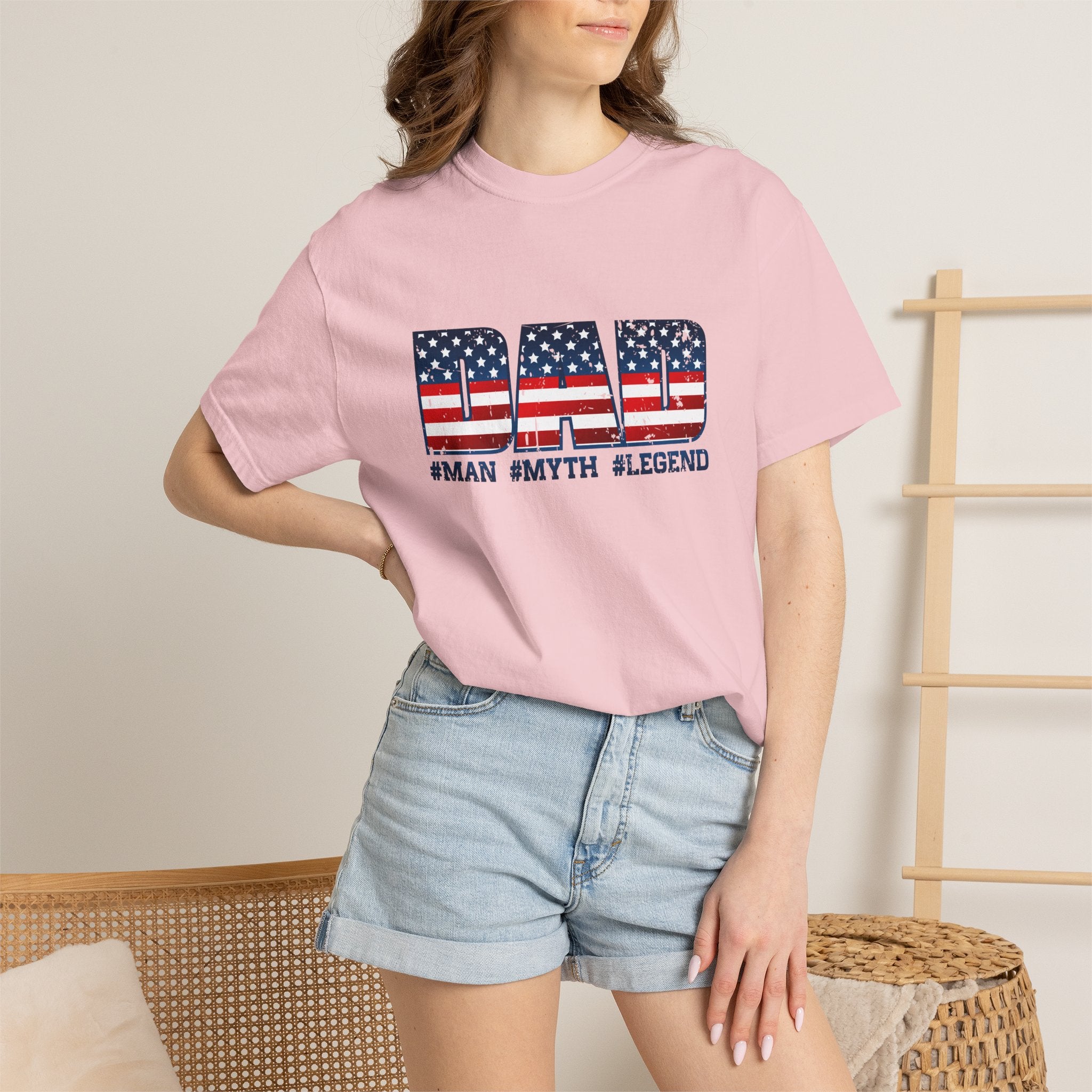 Dad Patriotic T-Shirt - "DAD" American Flag Design (#Man #Myth #Legend)