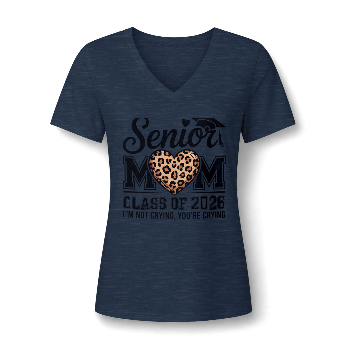 Mom V-Neck Tee — Leopard Heart & Butterflies Mother's Day Shirt
