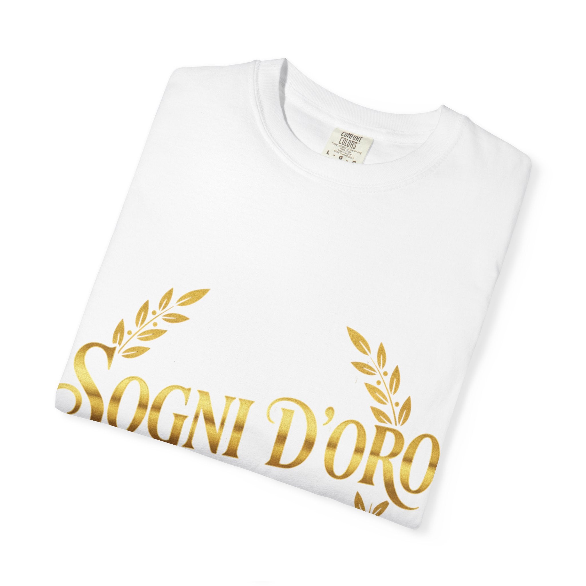 Sogni D'Oro T-Shirt — Italian 'Sogni D'Oro' Gold Laurel Graphic Tee