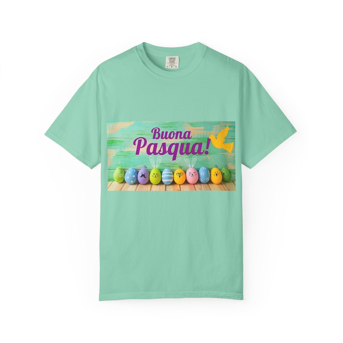 Easter T-Shirt — "Buona Pasqua" Colorful Bunny Eggs Graphic