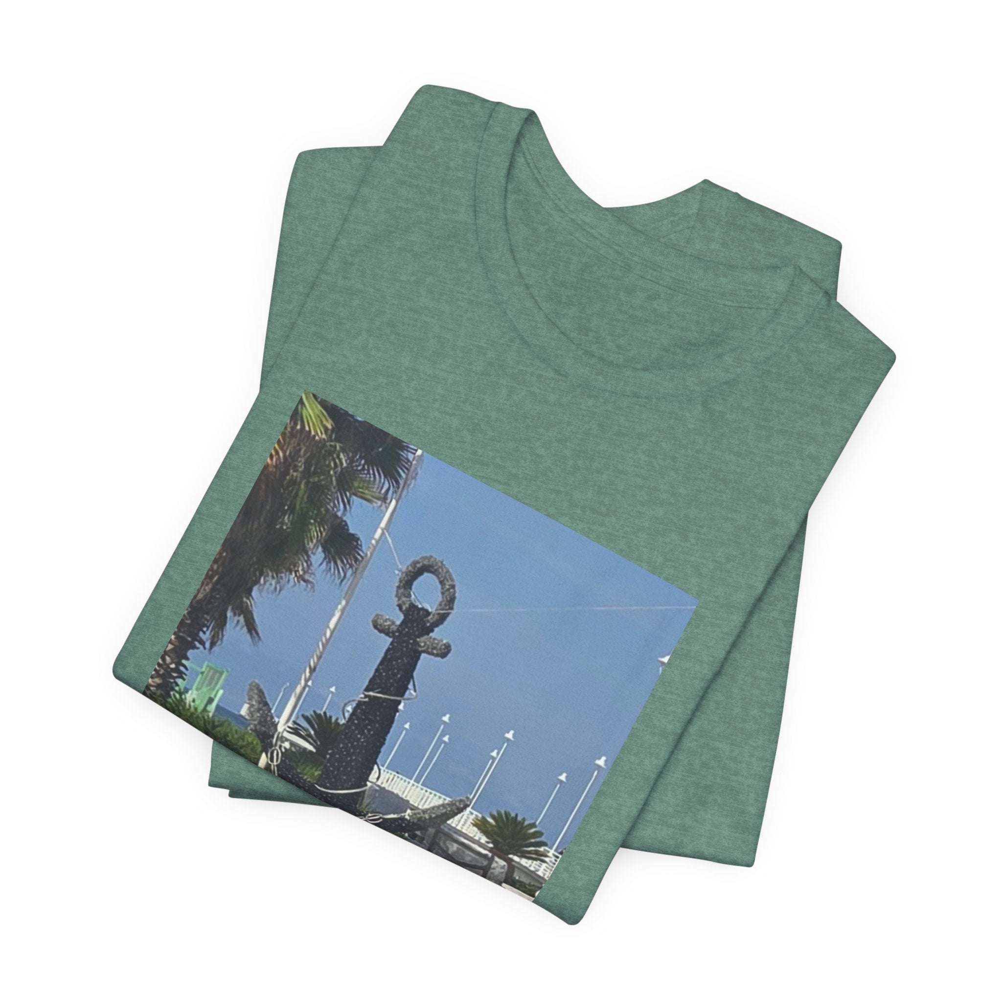 Anchor Statue Photo Tee — Coastal Nautical T-Shirt