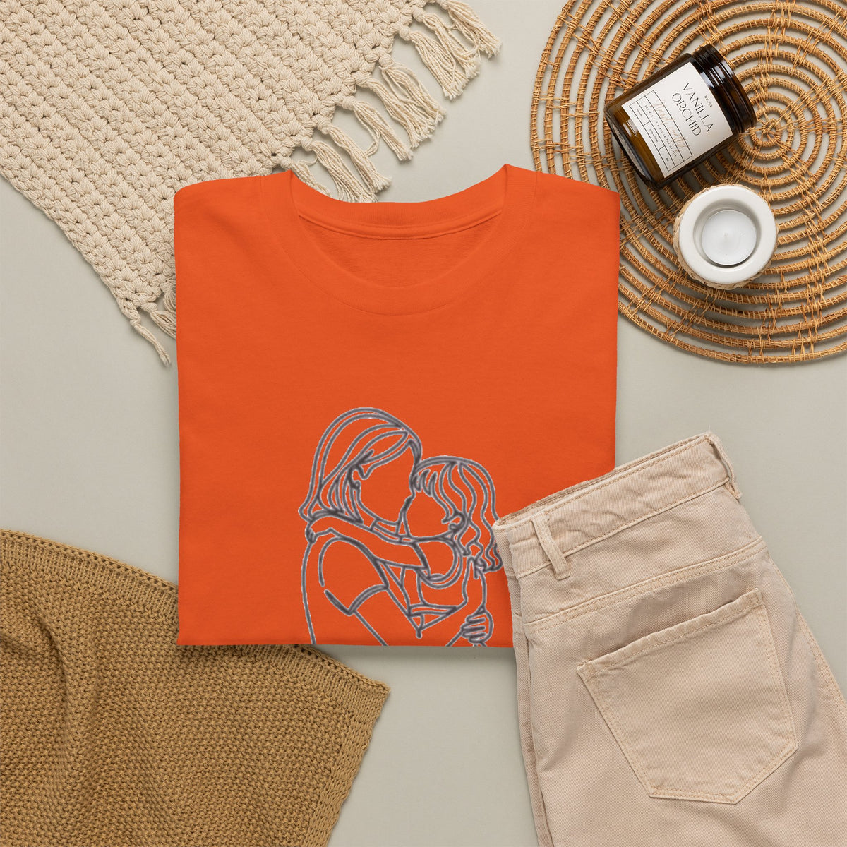 Mother and Daughter Line Art Tee — Minimalist Family Love Shirt