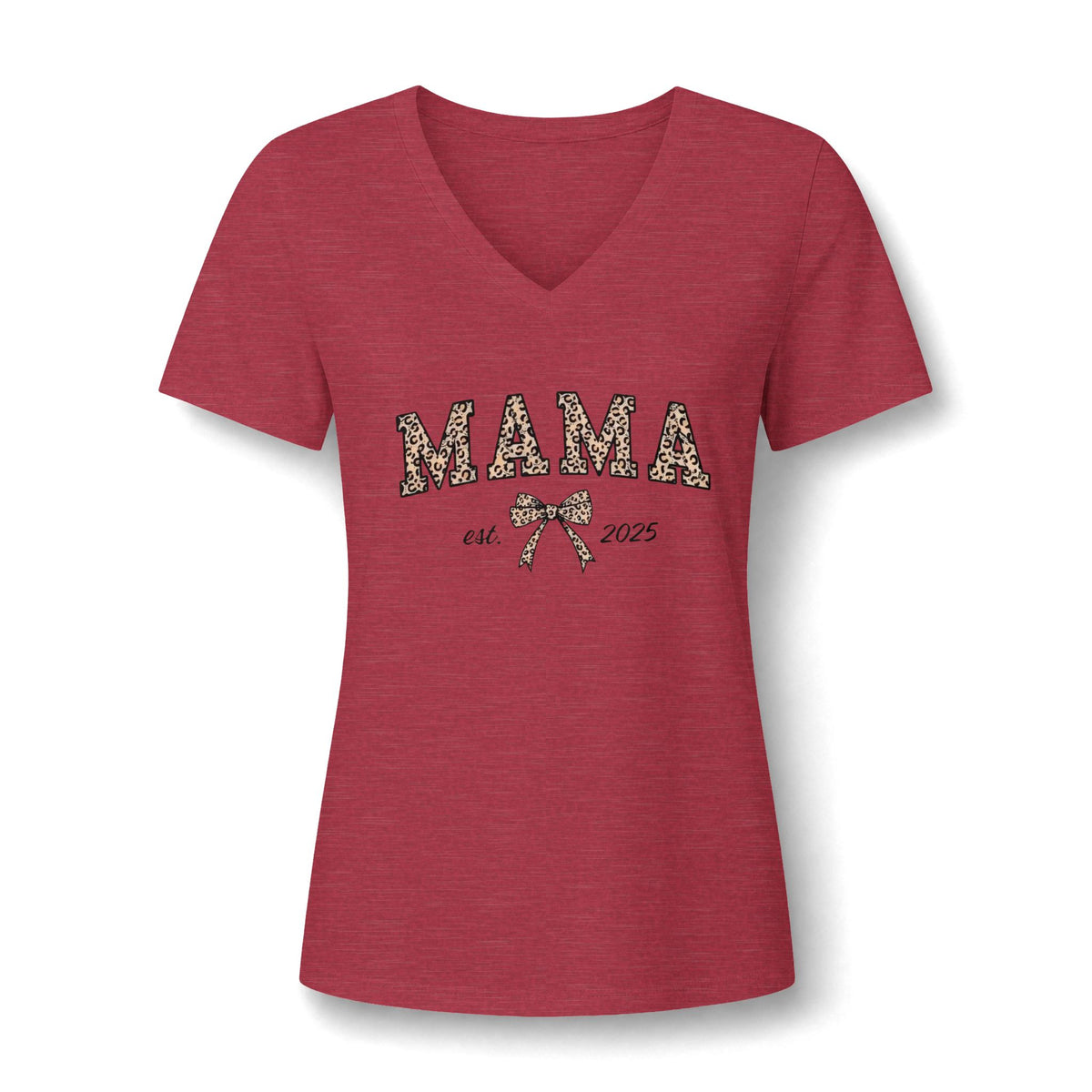 Senior 2026 Cheer Mom V-Neck Tee — Pink Pom Pom Graduation Shirt