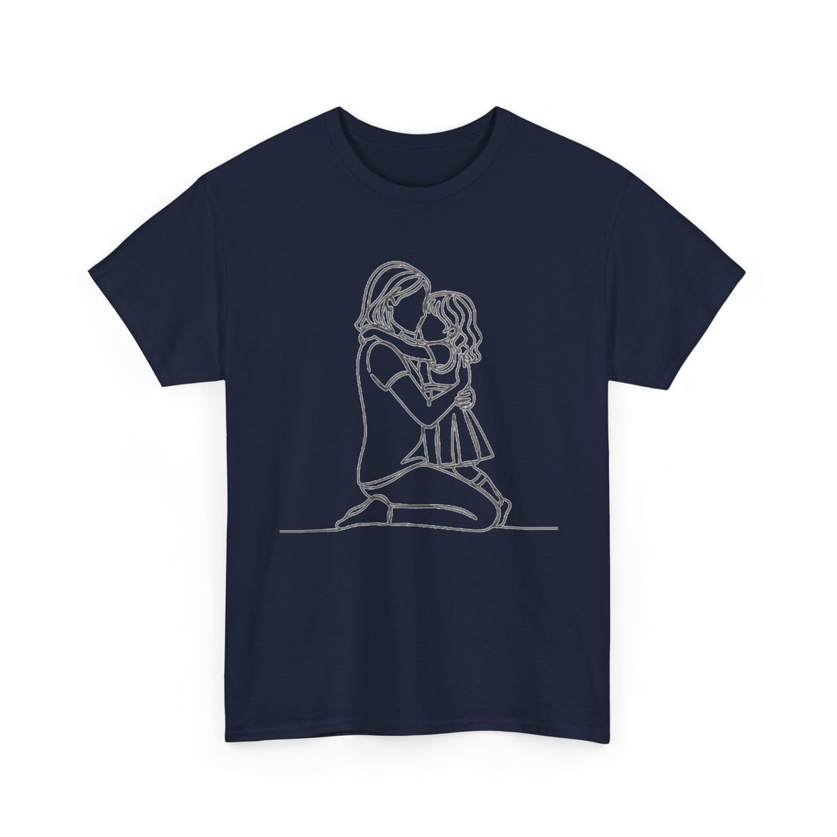 Mother and Daughter Line Art Tee — Minimalist Family Love Shirt