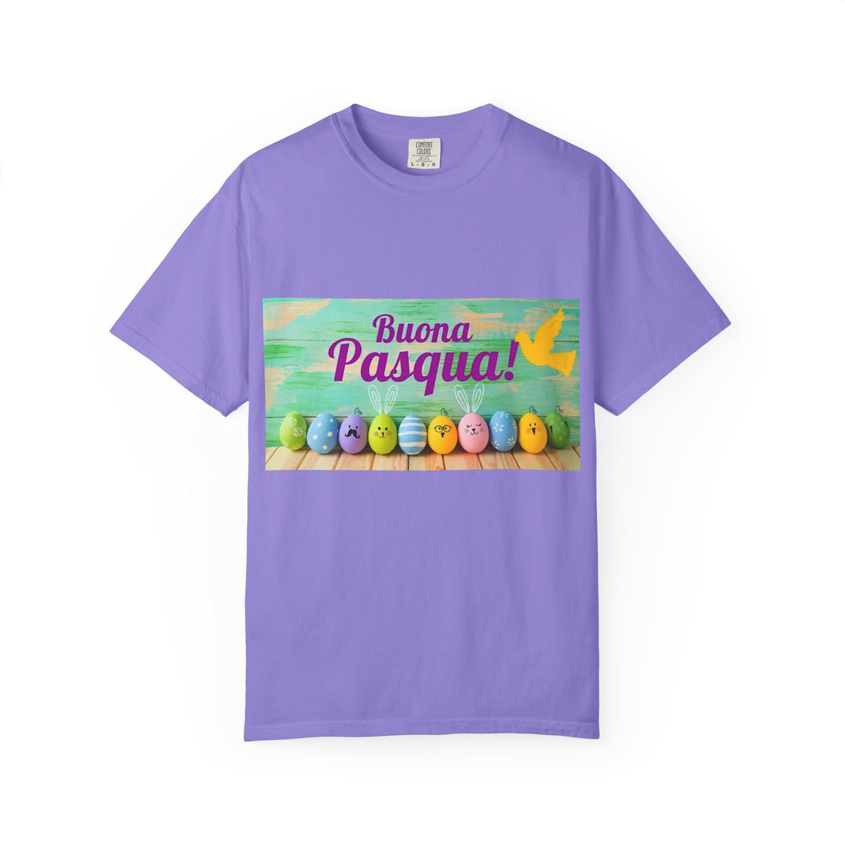 Easter T-Shirt — "Buona Pasqua" Colorful Bunny Eggs Graphic