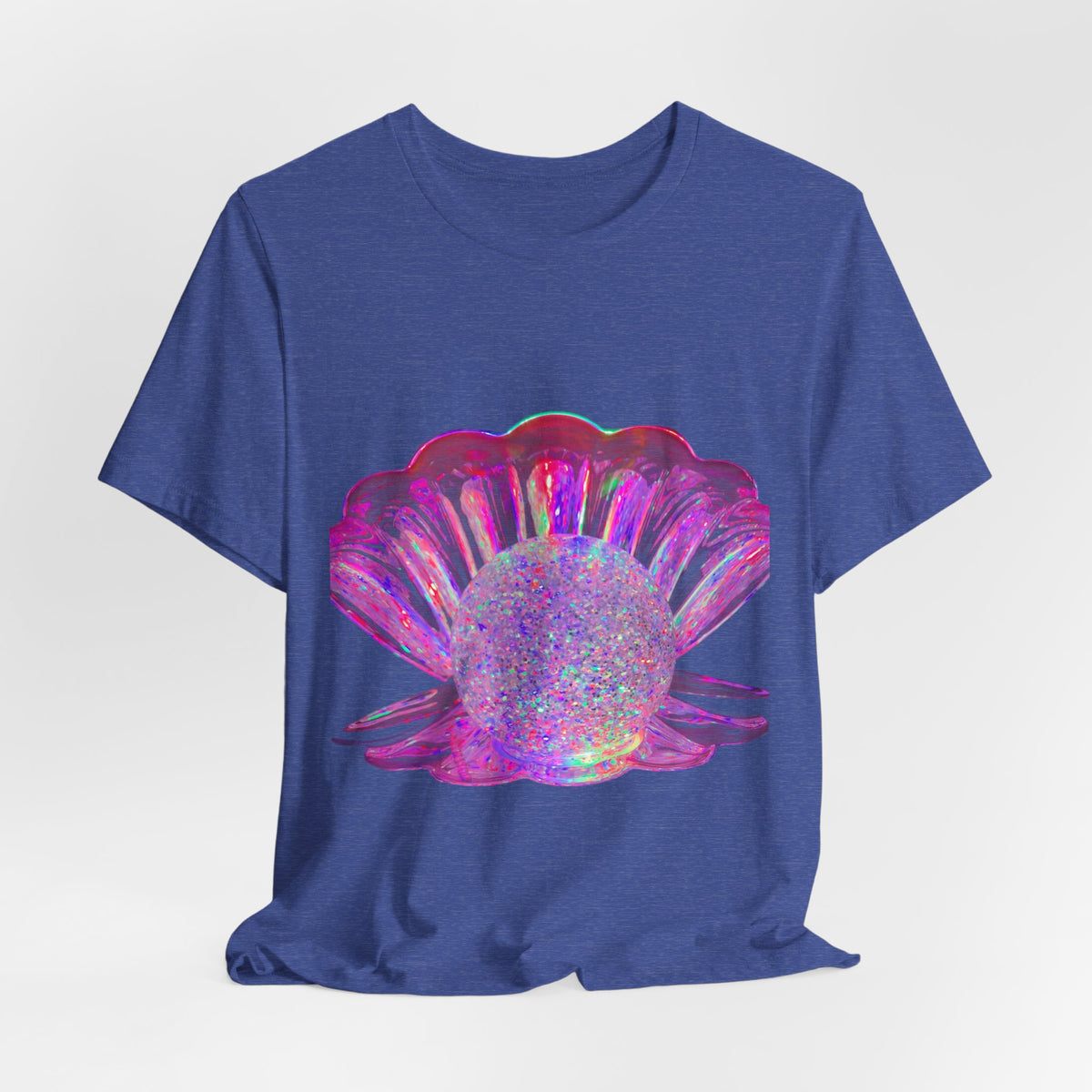 Holographic Pink Pearl Shell Tee — Iridescent Mermaid Beach T-Shirt