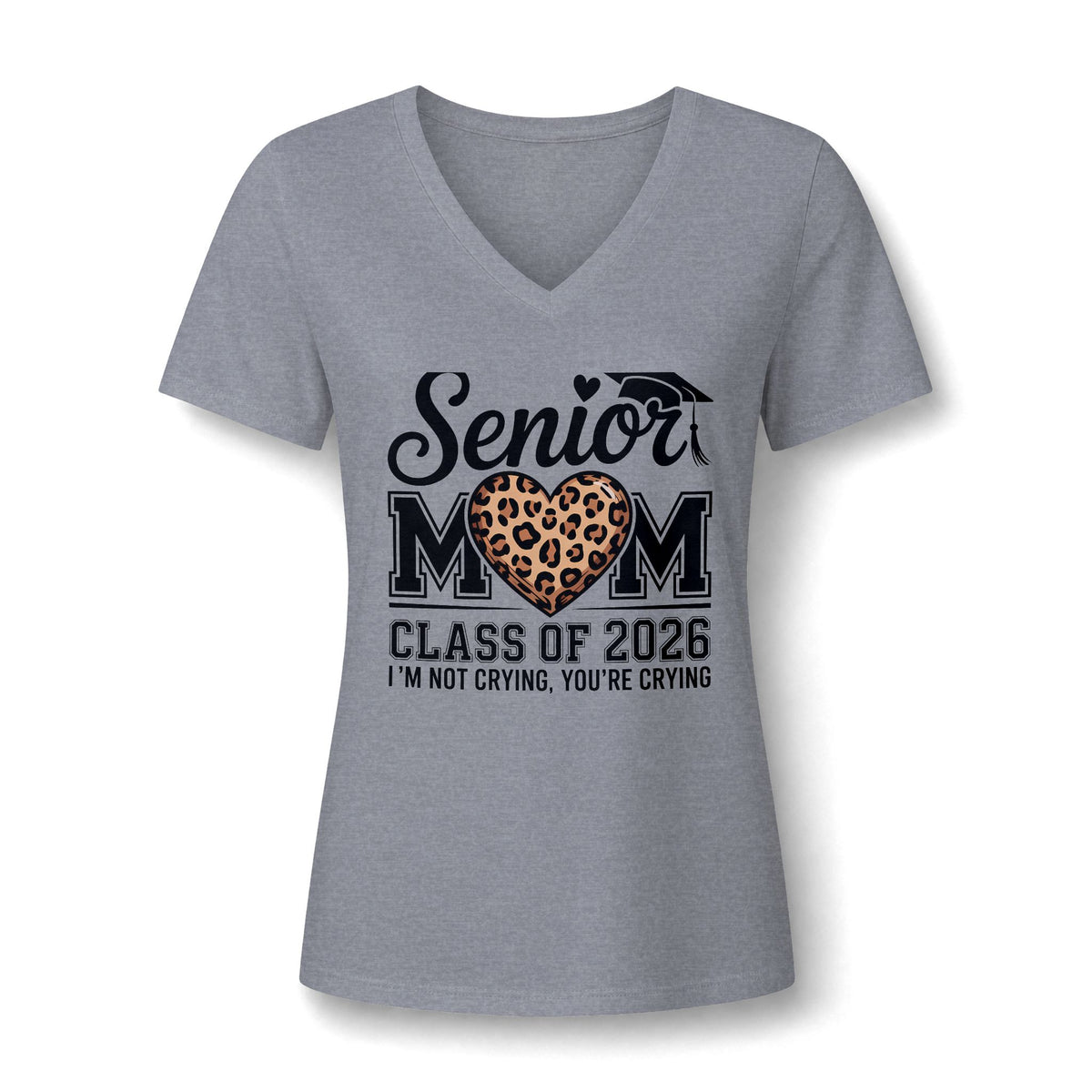 Mom V-Neck Tee — Leopard Heart & Butterflies Mother's Day Shirt