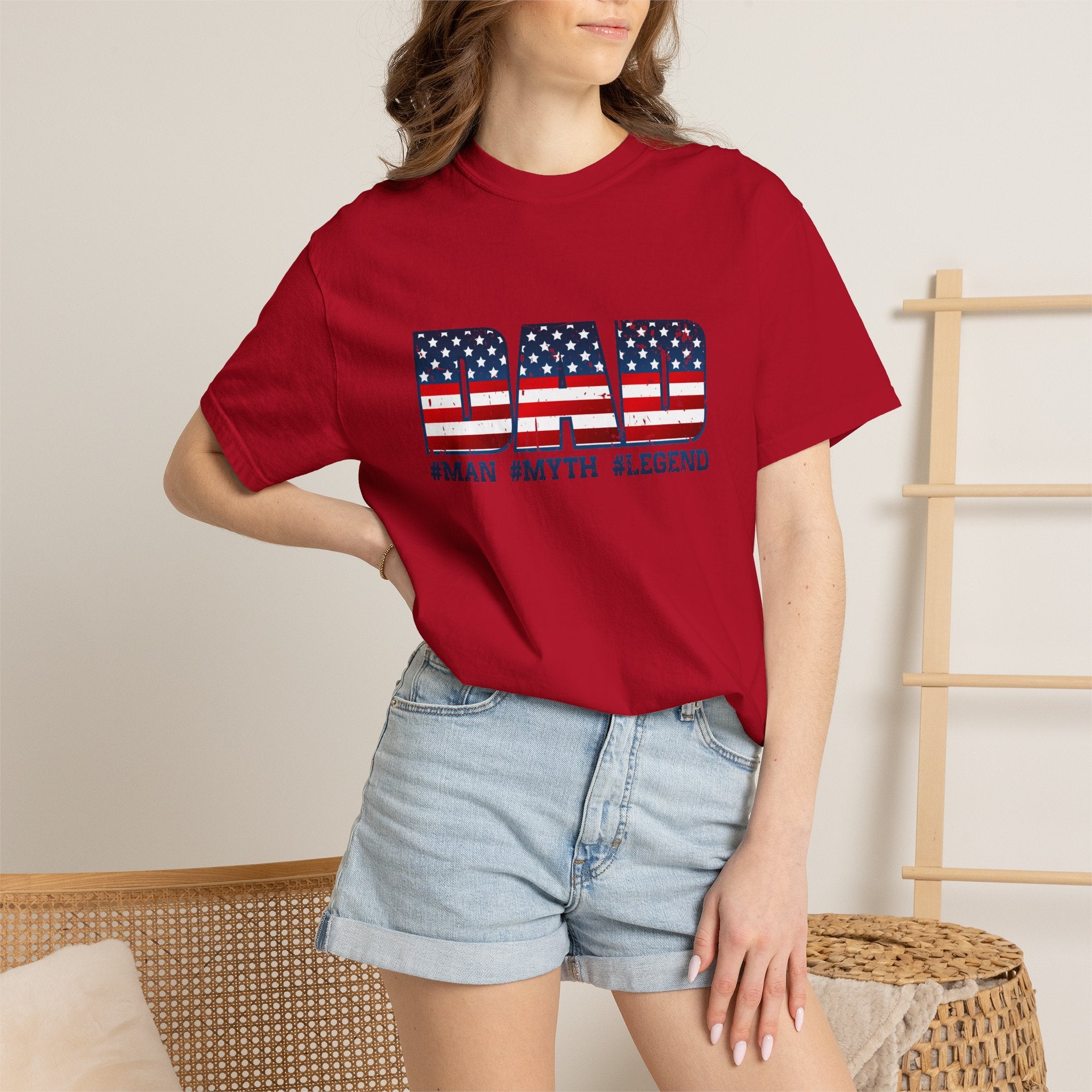 Dad Patriotic T-Shirt - "DAD" American Flag Design (#Man #Myth #Legend)