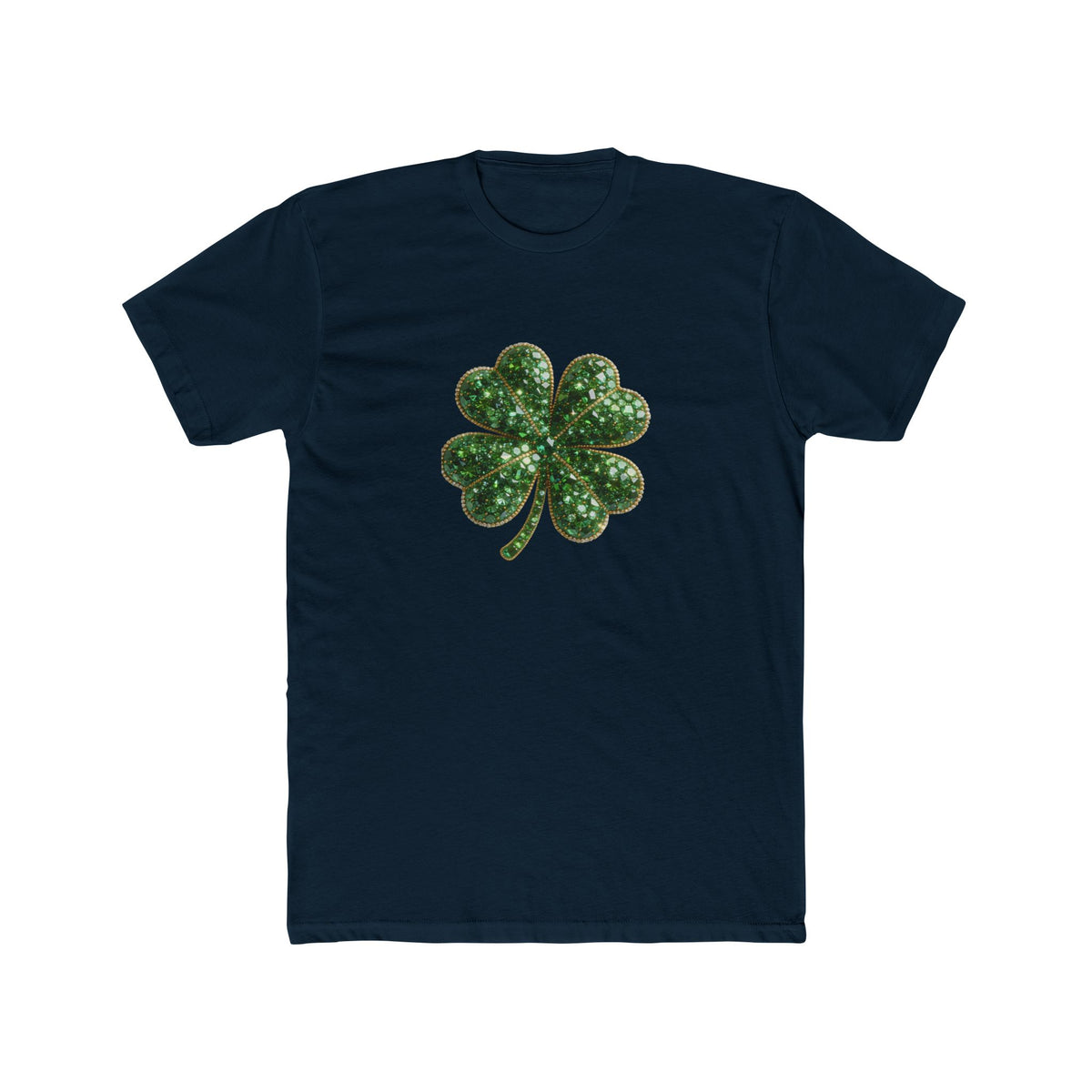 St. Patrick's Day Green Glitter Four-Leaf Clover T-Shirt