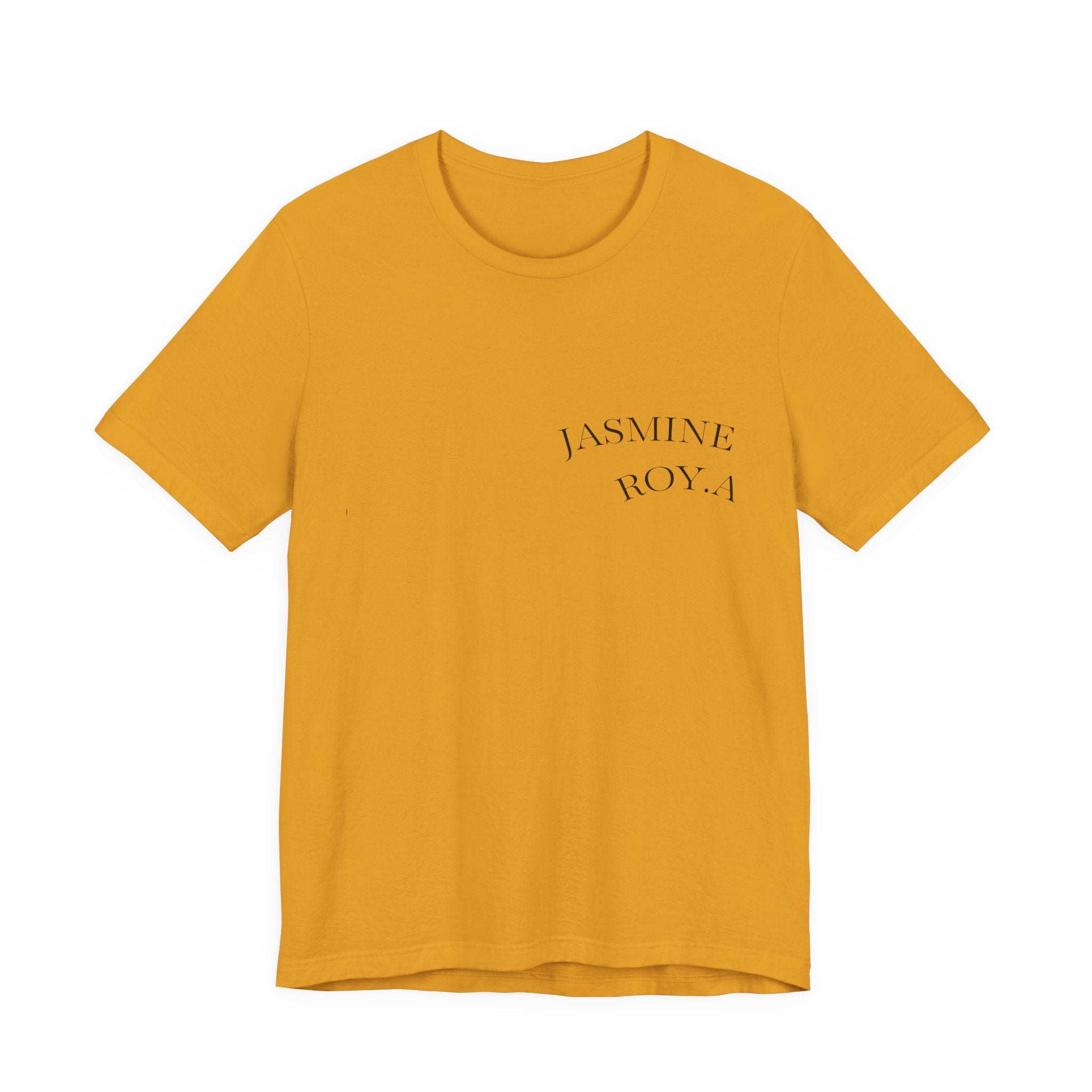 Jasmine Royal chest logo tee in mustard yellow - front view

