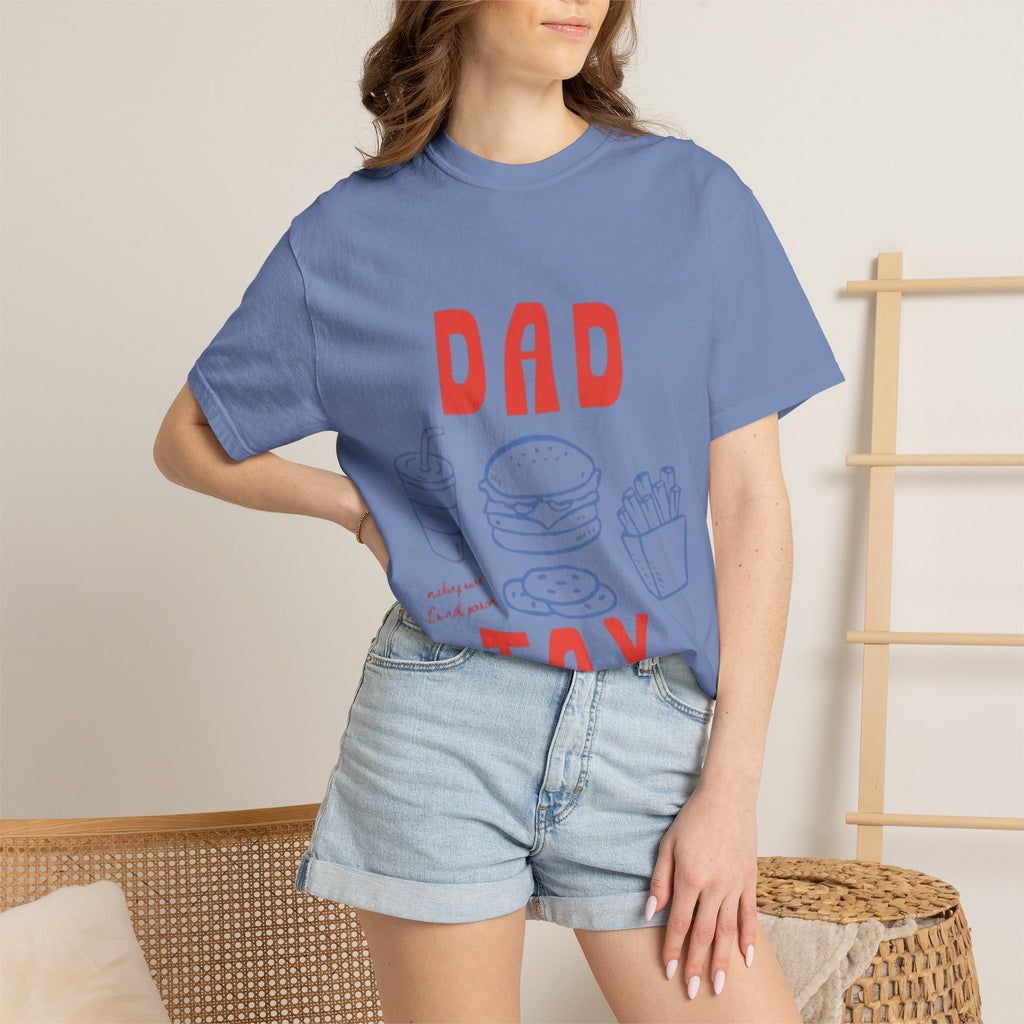Dad Tax T-Shirt — Funny Father’s Day Tee with Burger, Fries & Drink Graphic