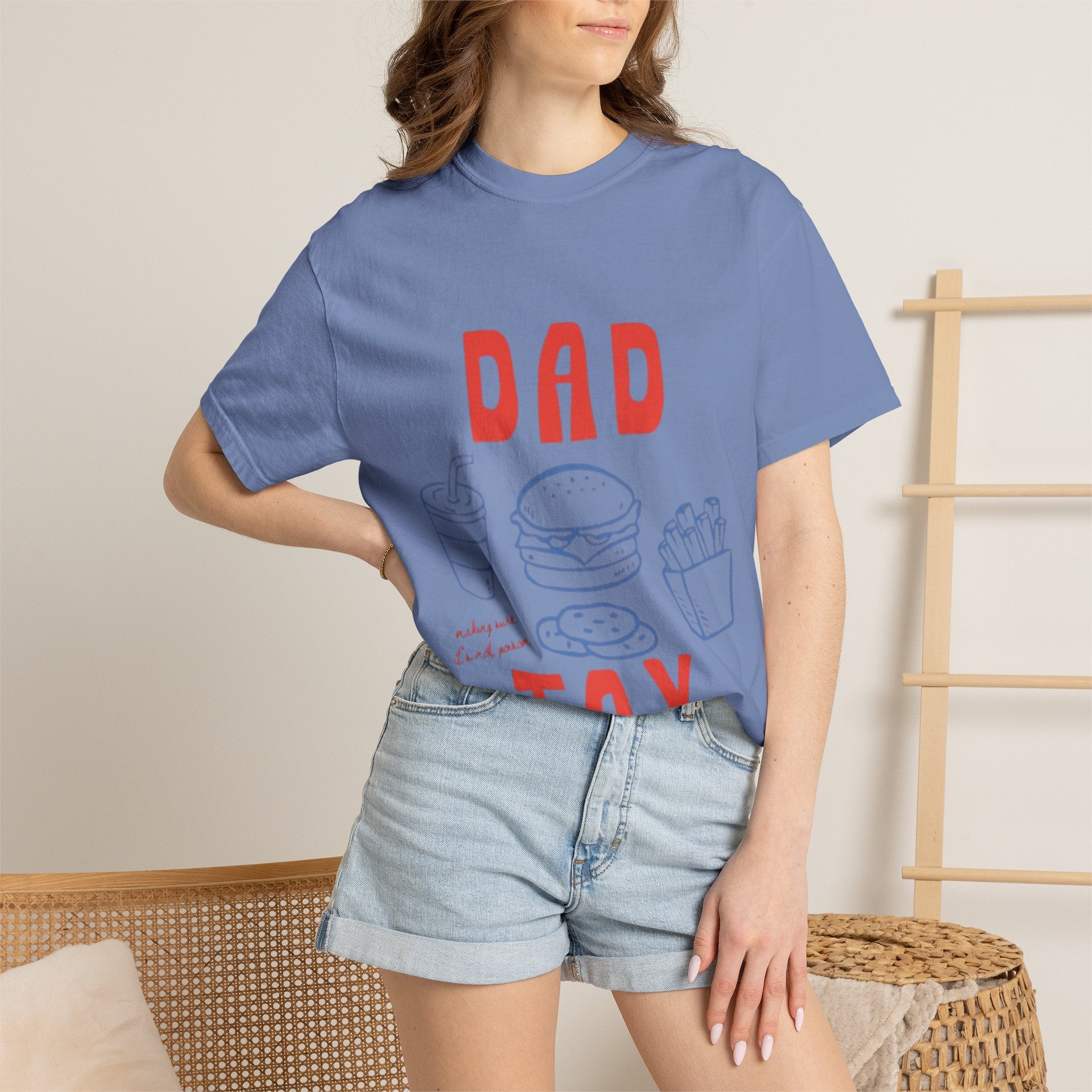 Dad Tax T-Shirt — Funny Father’s Day Tee with Burger, Fries & Drink Graphic
