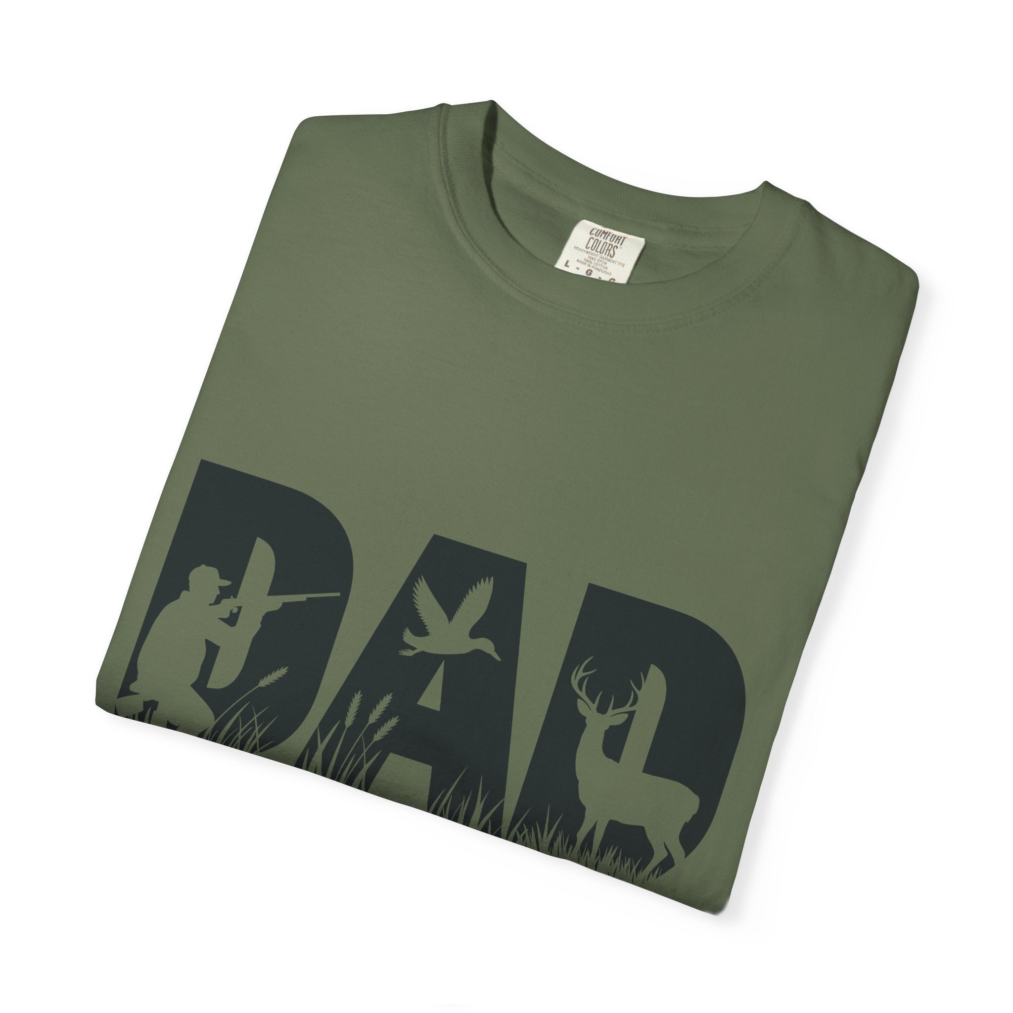 Dad Silhouette Nature T-Shirt — 'DAD' Deer & Camper Outdoor Graphic Tee