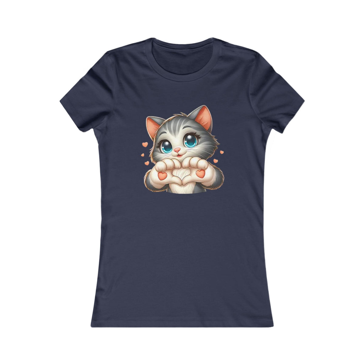 Women's Tee — Cute Kitten Making Heart Paws Graphic