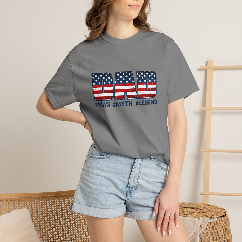 Dad Patriotic T-Shirt - "DAD" American Flag Design (#Man #Myth #Legend)