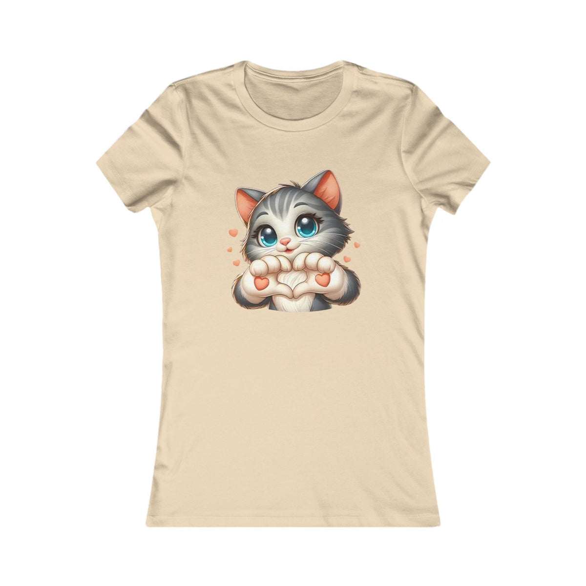 Women's Tee — Cute Kitten Making Heart Paws Graphic