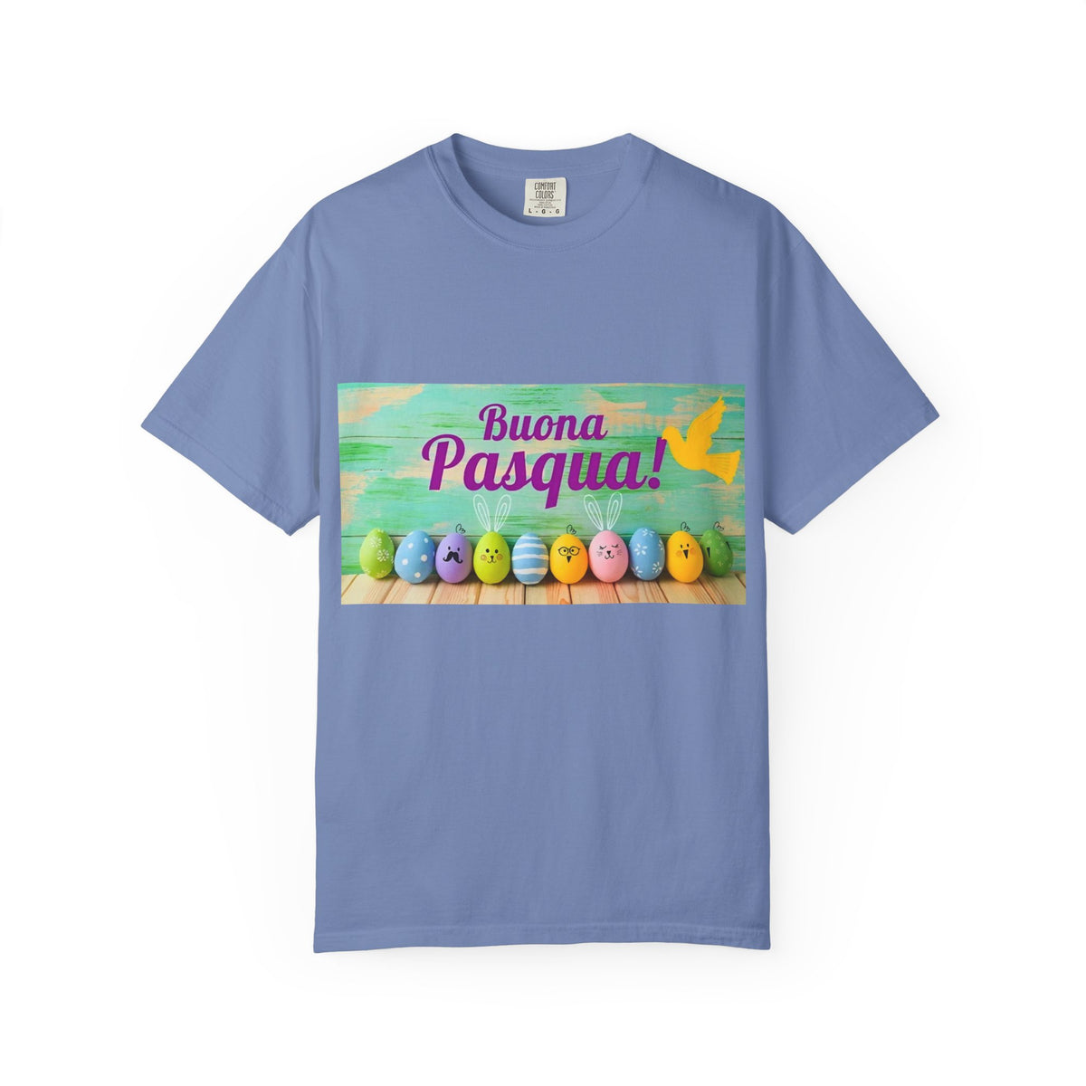 Easter T-Shirt — "Buona Pasqua" Colorful Bunny Eggs Graphic