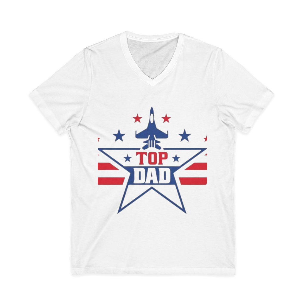 Top Dad V-Neck Tee — Patriotic Jet Star Fathers Day T-Shirt