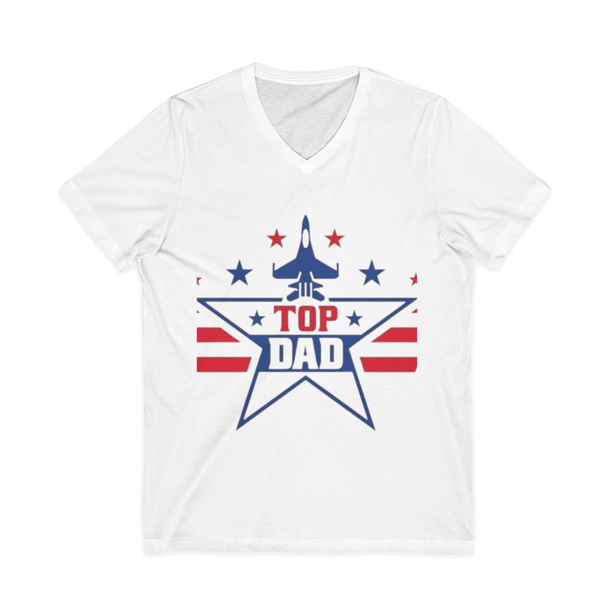 Top Dad V-Neck Tee — Patriotic Jet Star Fathers Day T-Shirt